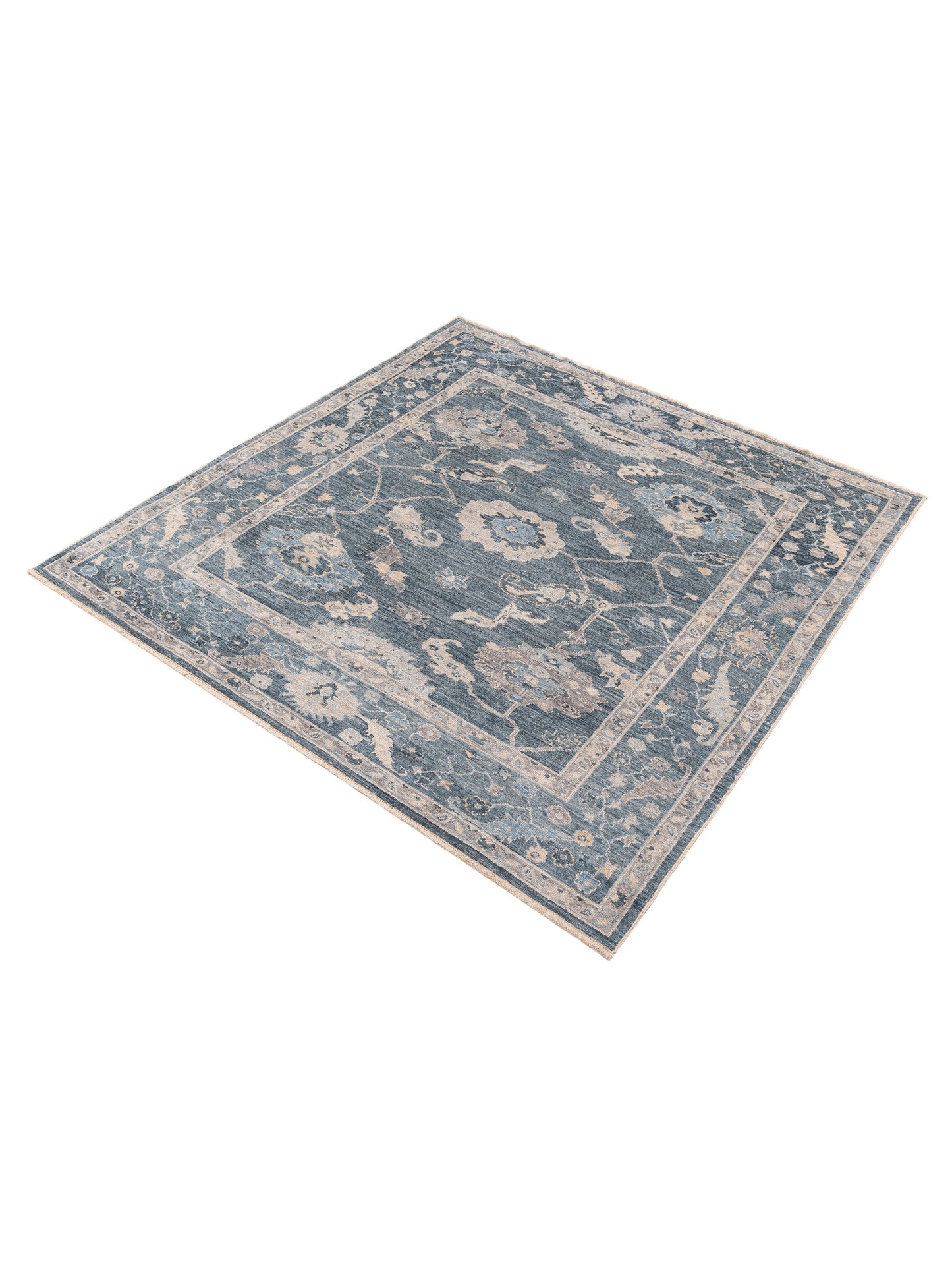 Angora Oushak 153514 Blue Blue 8.1x8.3 Hand Knotted Rug
