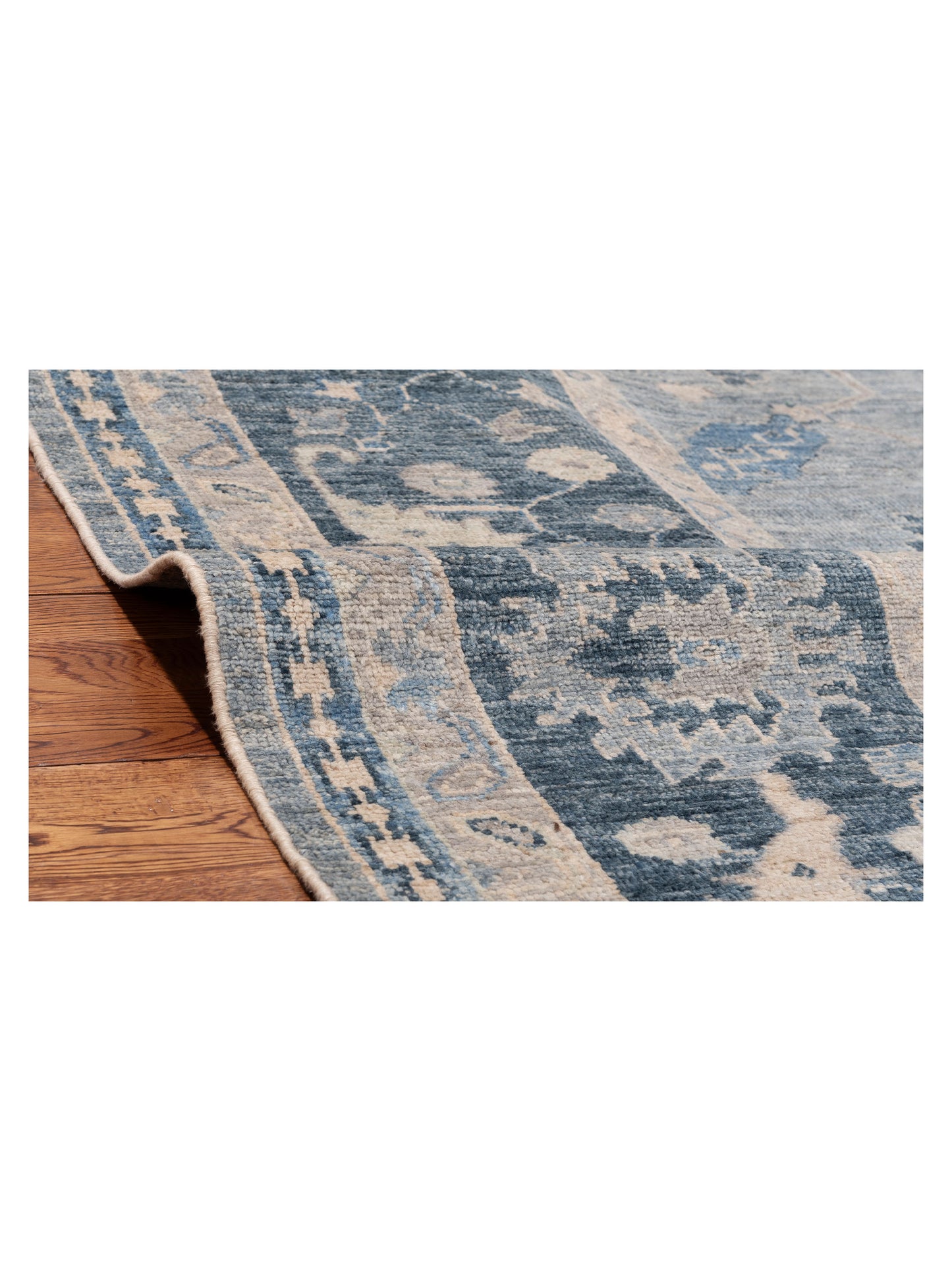 Angora Oushak 153515 Blue Blue 10.7x12.4 Hand Knotted Rug