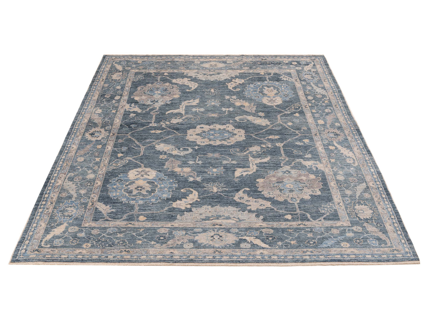 Angora Oushak 153516 Blue Blue 9x10.8 Hand Knotted Rug