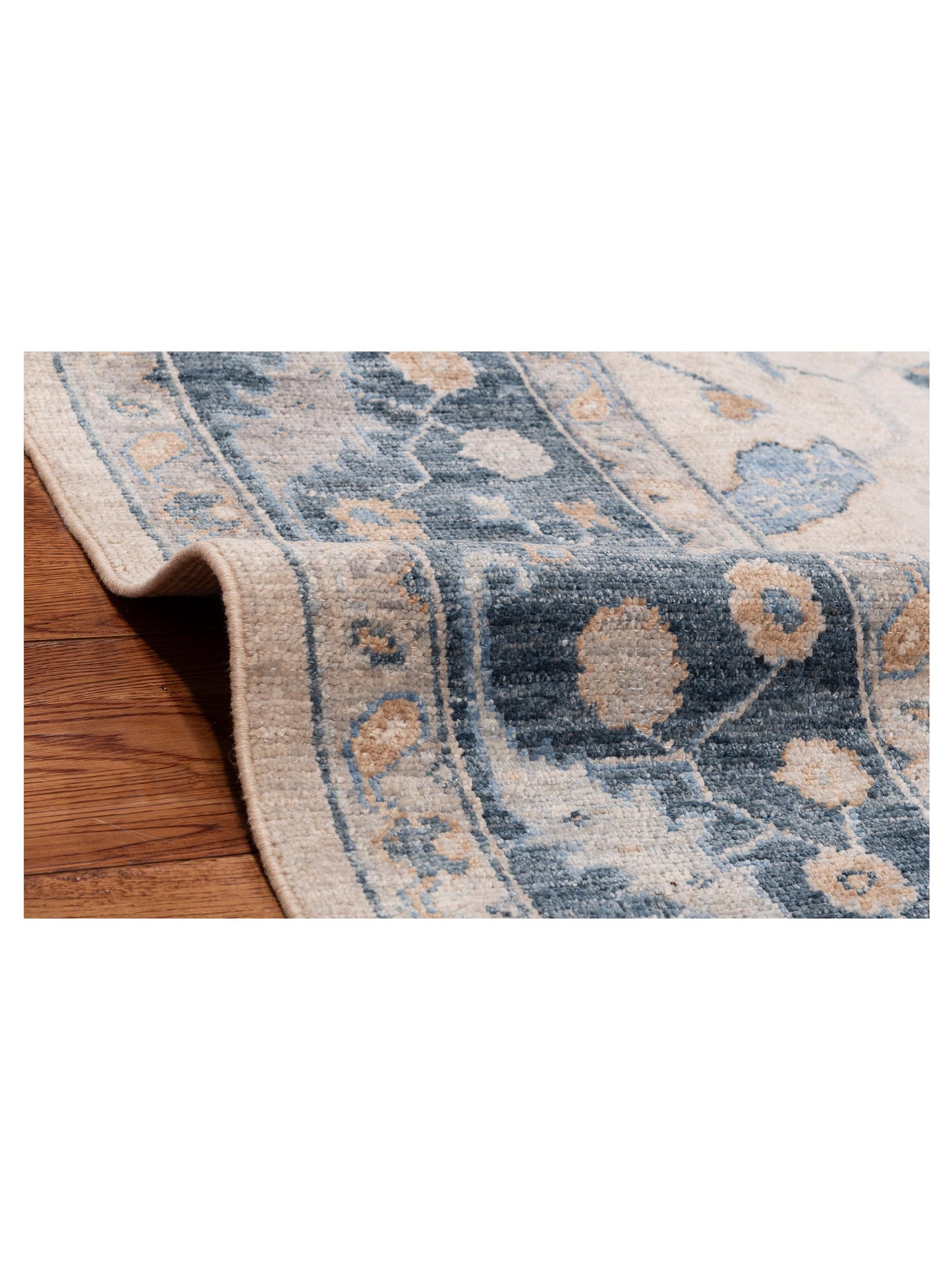 Angora Oushak 153518 Ivory Blue 8x9.2 Hand Knotted Rug