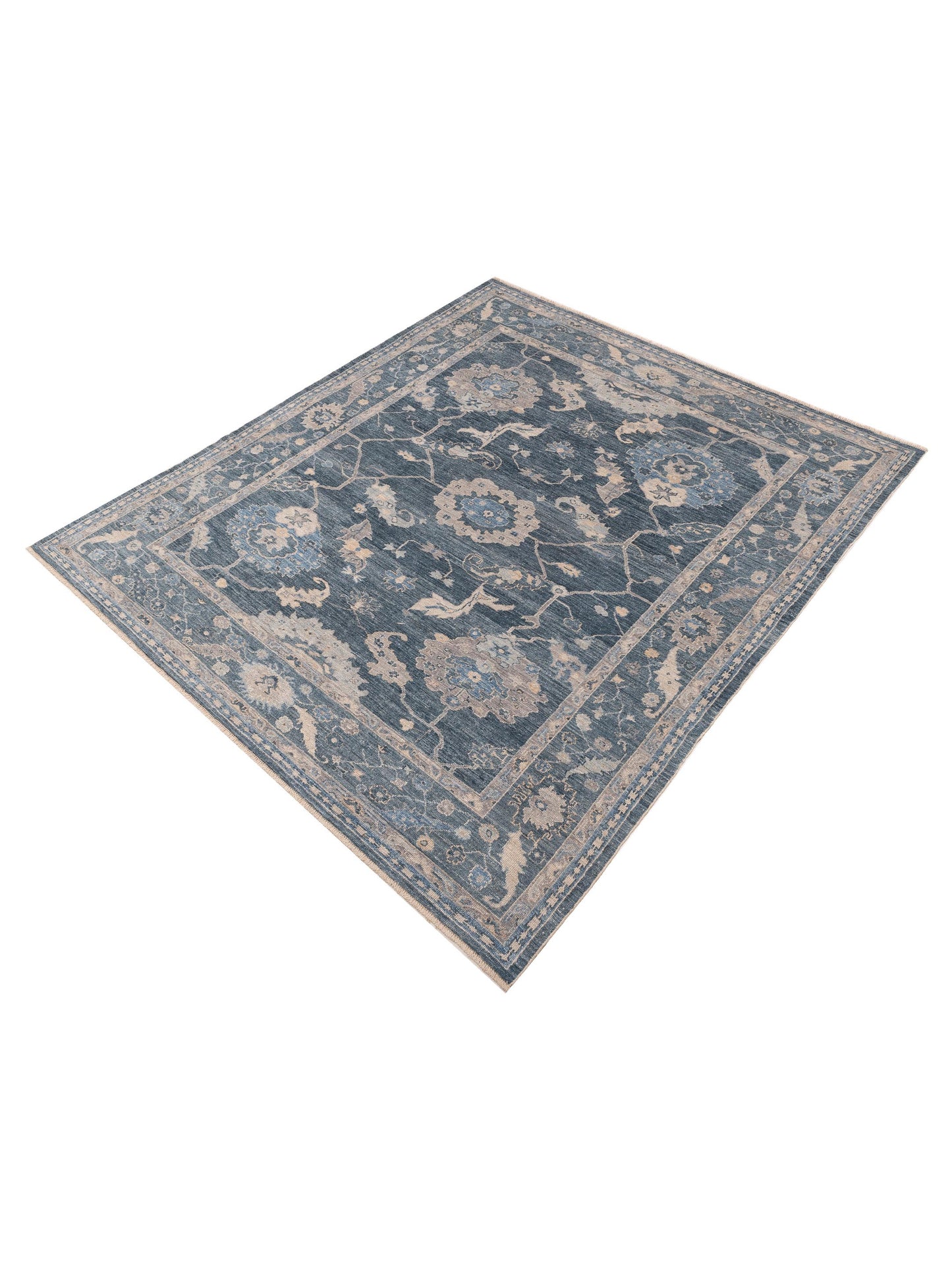 Angora Oushak 153519 Blue Blue 9.1x10.6 Hand Knotted Rug