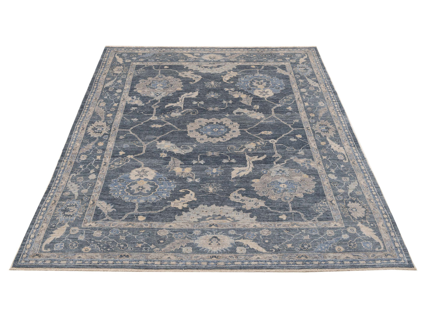 Angora Oushak 153519 Blue Blue 9.1x10.6 Hand Knotted Rug