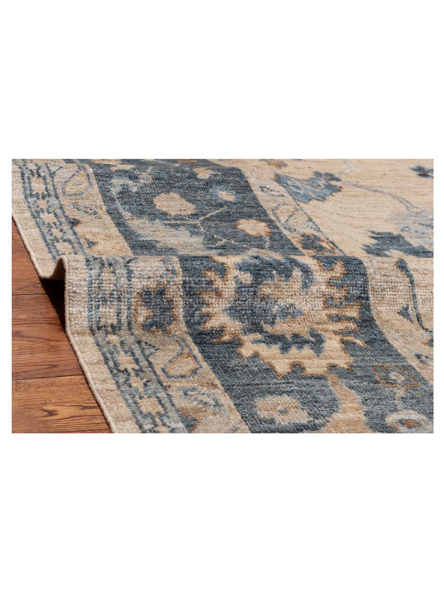 Angora Oushak 153520 Ivory Blue 10x13.10 Hand Knotted Rug