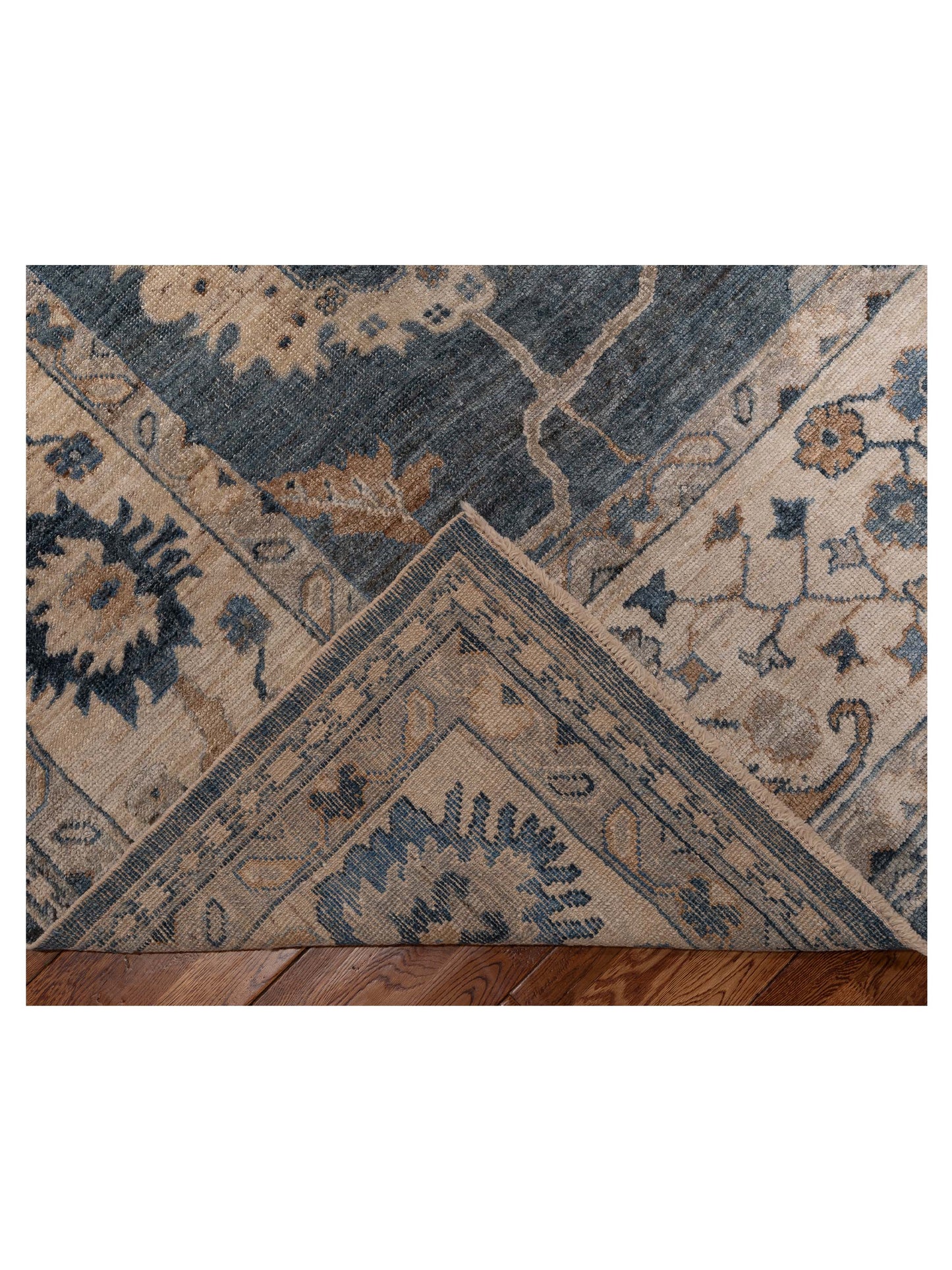 Angora Oushak 153527 Blue Ivory 10.3x13.4 Hand Knotted Rug