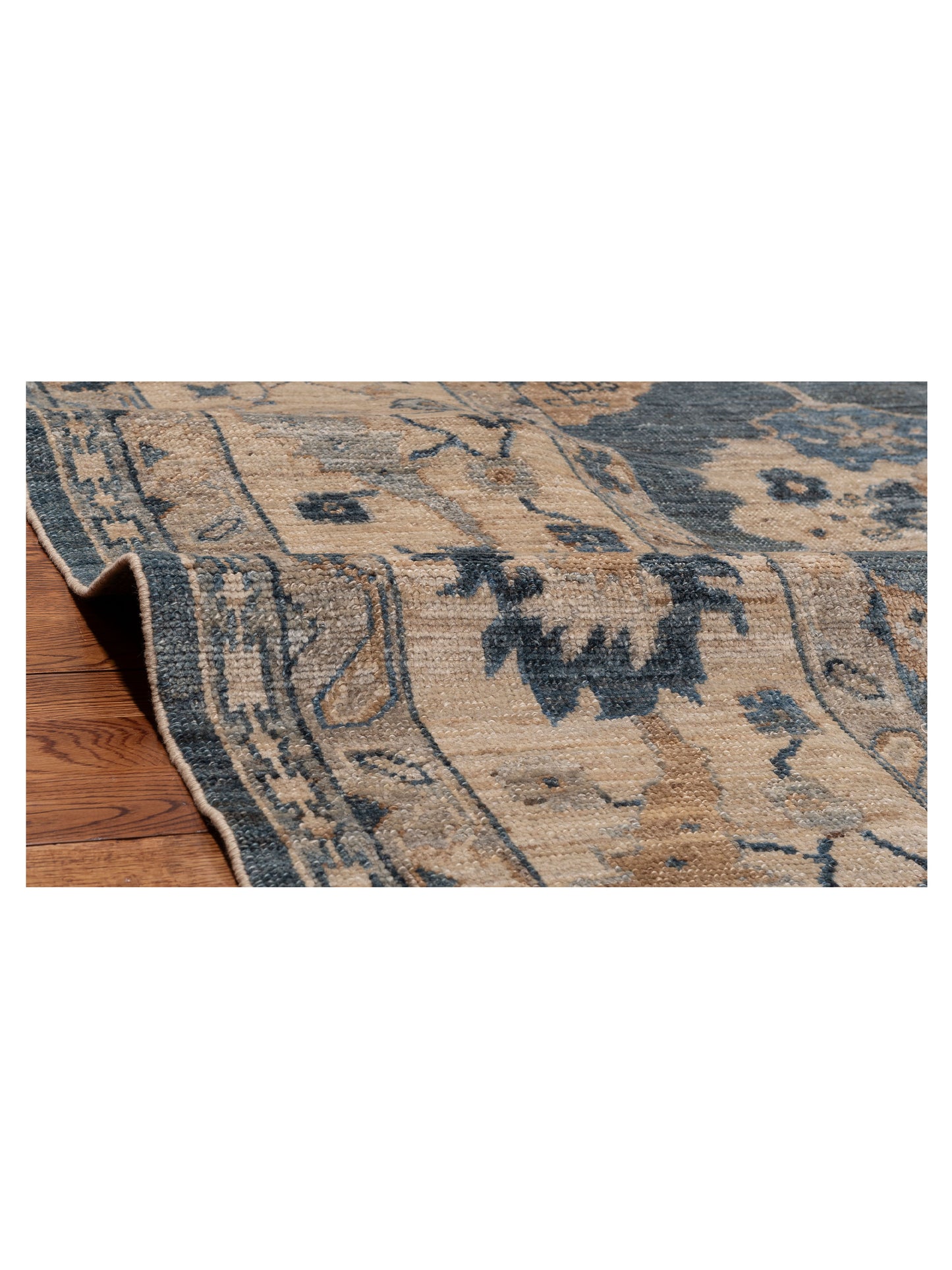 Angora Oushak 153527 Blue Ivory 10.3x13.4 Hand Knotted Rug