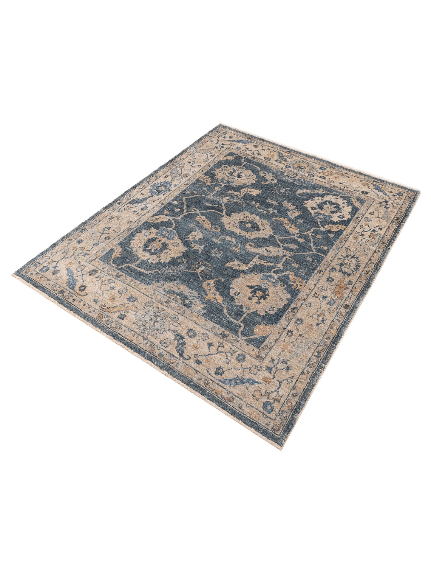 Angora Oushak 153528 Blue Ivory 8.3x9.11 Hand Knotted Rug