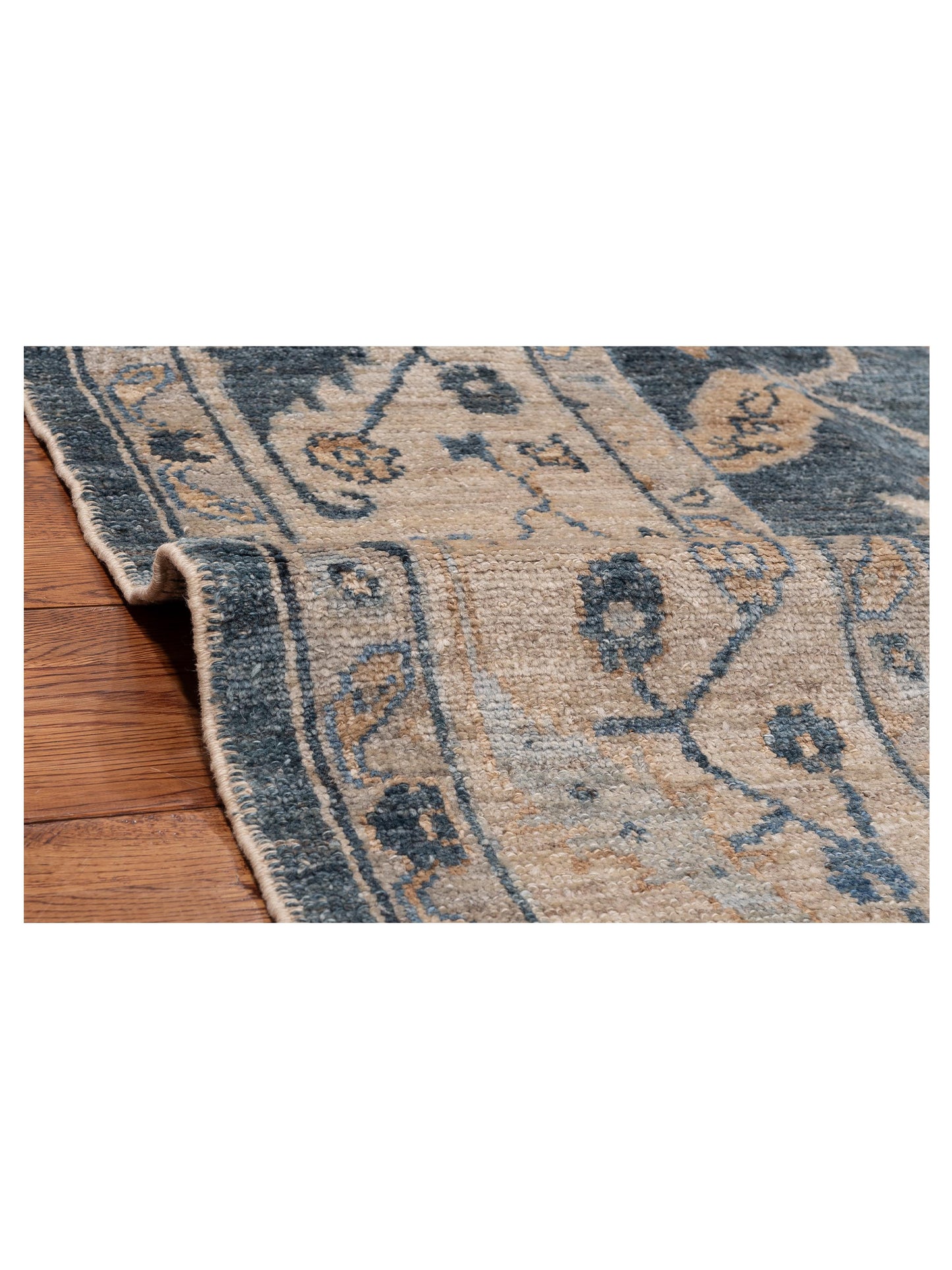 Angora Oushak 153528 Blue Ivory 8.3x9.11 Hand Knotted Rug