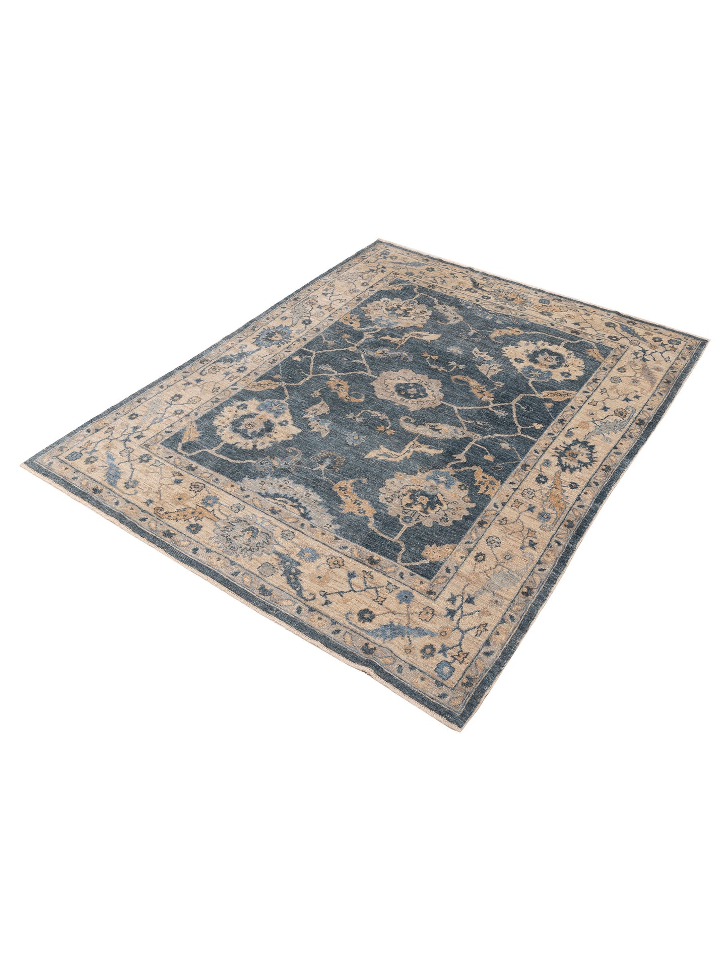 Angora Oushak 153529 Blue Ivory 8.3x10.6 Hand Knotted Rug