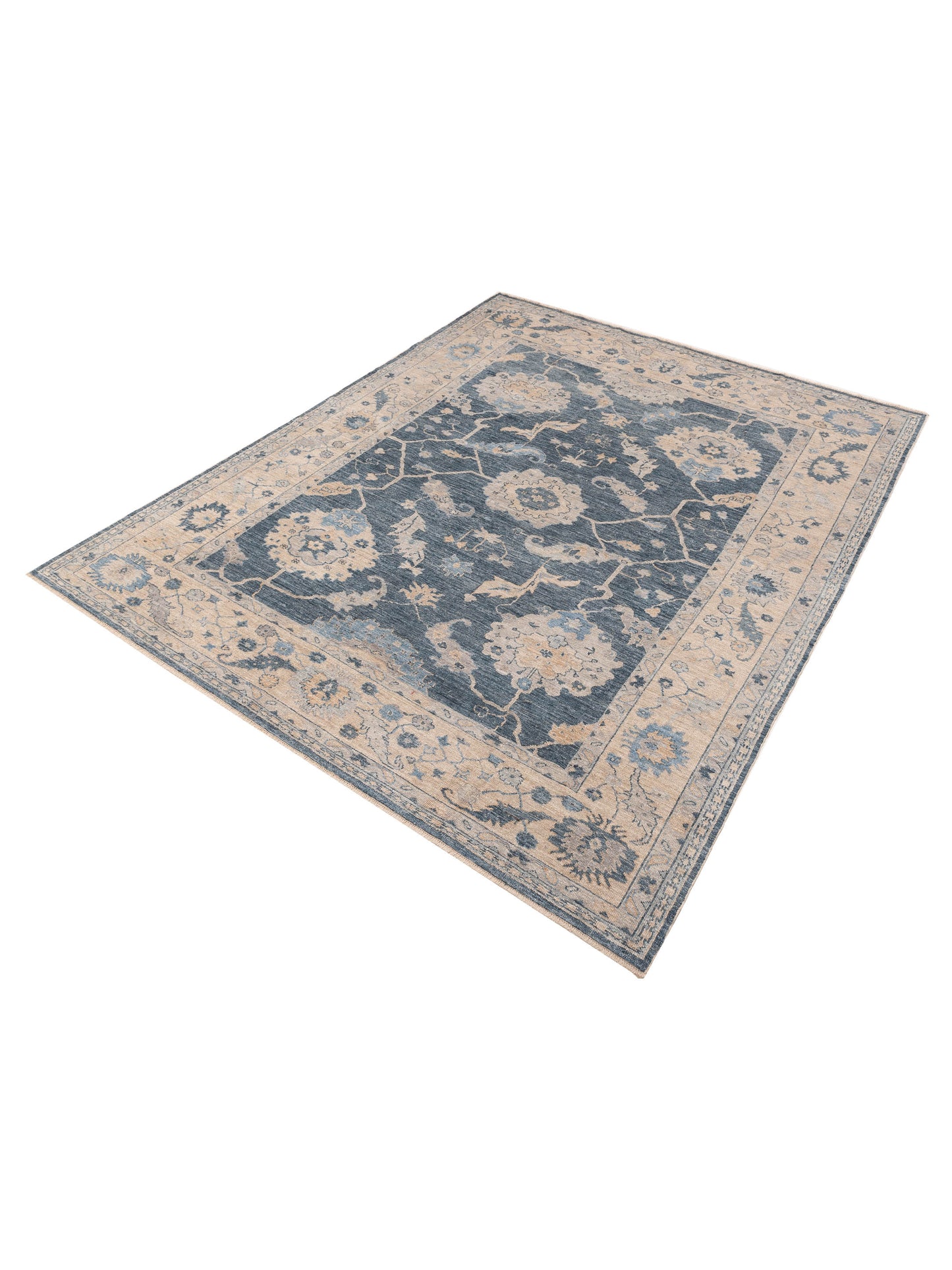 Angora Oushak 153531 Blue Ivory 10.5x12.4 Hand Knotted Rug