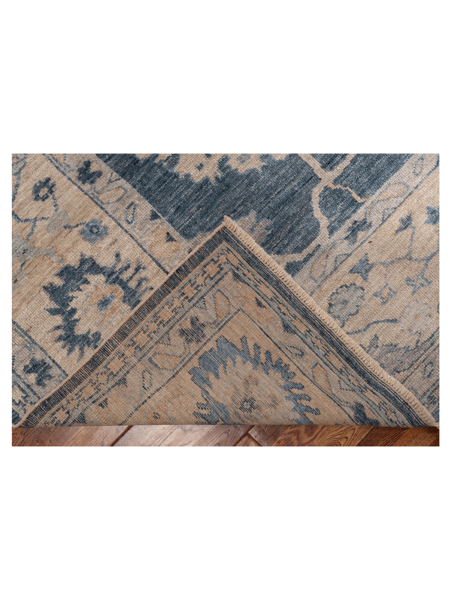 Angora Oushak 153531 Blue Ivory 10.5x12.4 Hand Knotted Rug