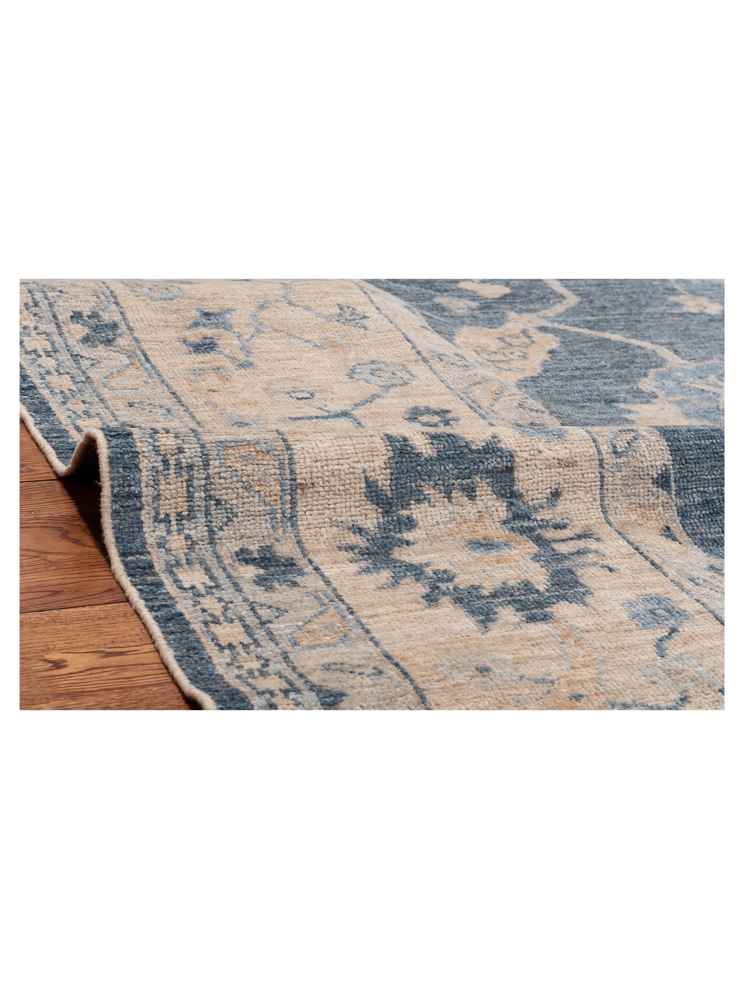 Angora Oushak 153531 Blue Ivory 10.5x12.4 Hand Knotted Rug