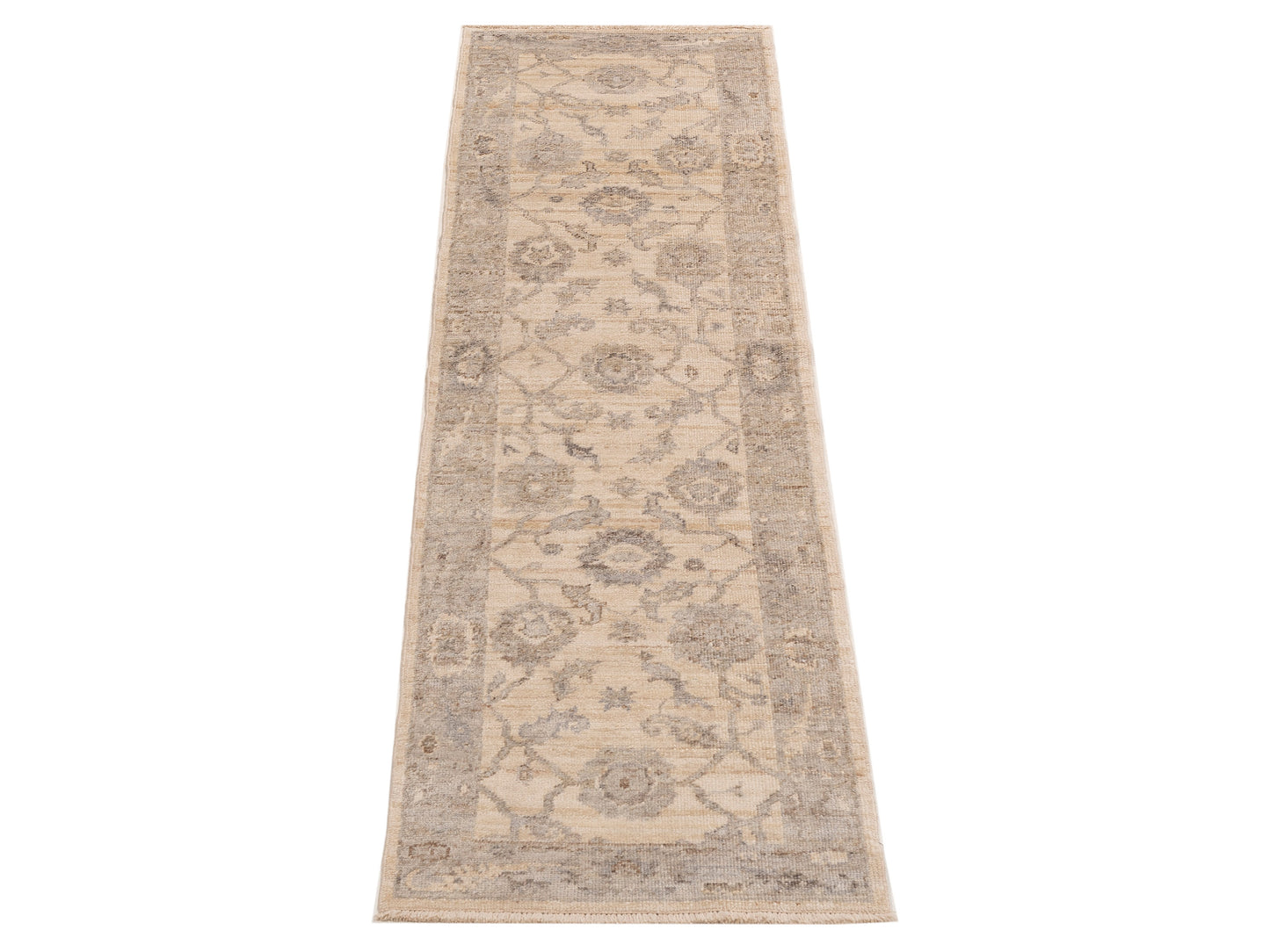 Angora Oushak 153550 Ivory Gray 2.6x9.2 Hand Knotted Rug