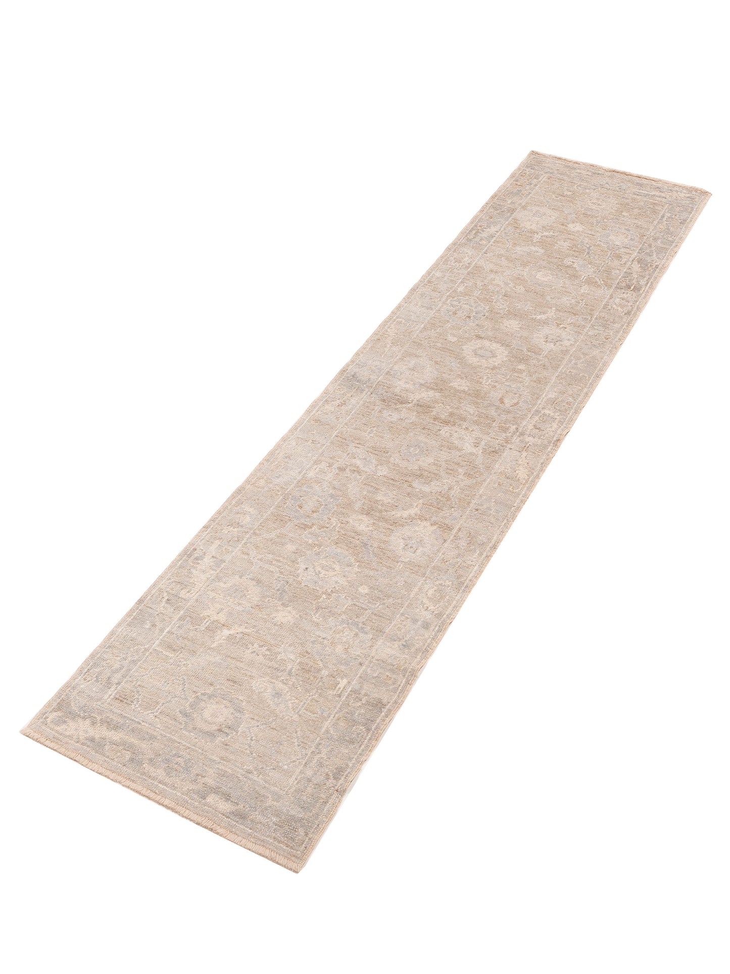 Angora Oushak 153551 Brown Gray 2.8x11.4 Hand Knotted Rug