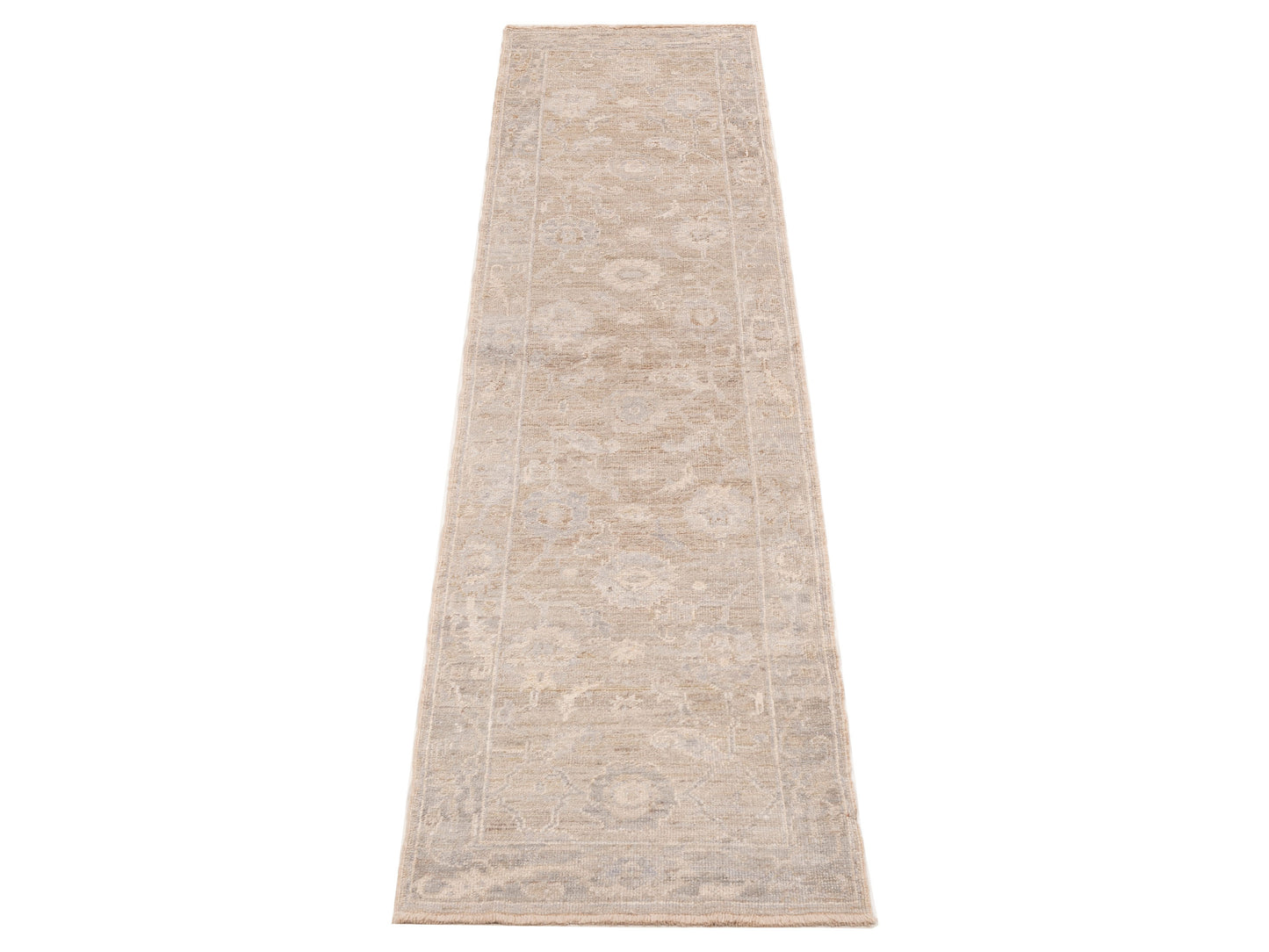 Angora Oushak 153551 Brown Gray 2.8x11.4 Hand Knotted Rug