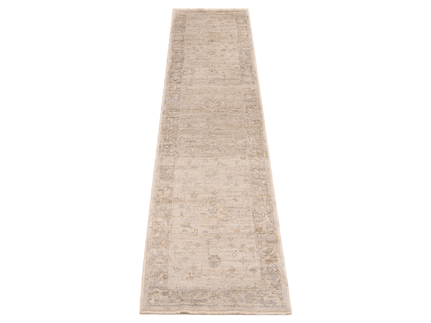 Angora Oushak 153552 Silver Gray 2.8x12.4 Hand Knotted Rug