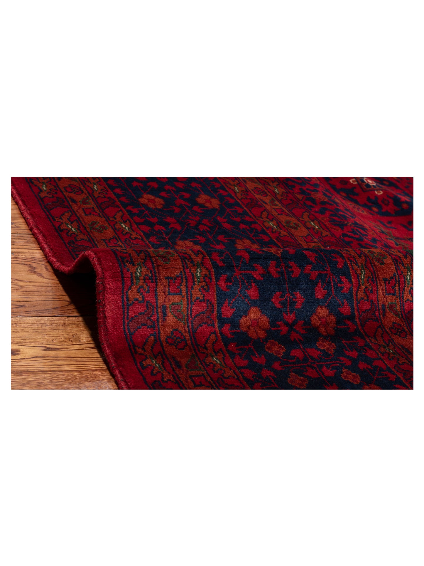 Afghan Belcik 153574 Red Navy 10x14.6 Hand Knotted Rug