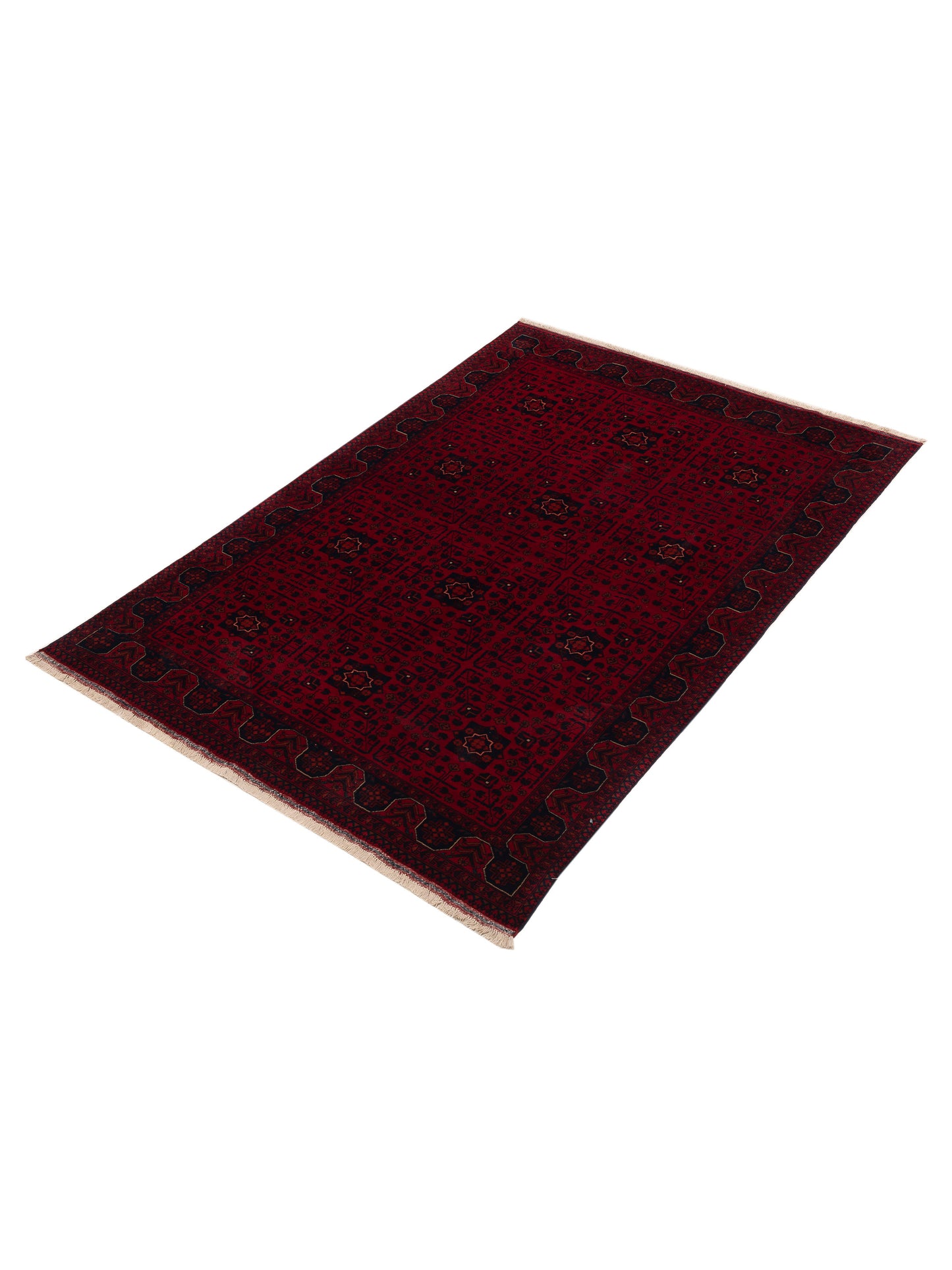 Afghan Belcik 153575 Red Navy 5.5x7.10 Hand Knotted Rug