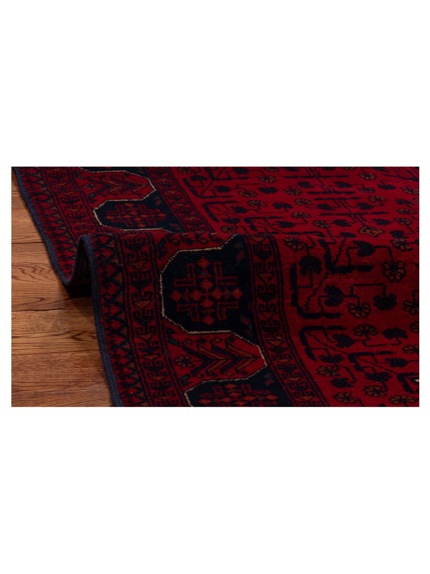 Afghan Belcik 153575 Red Navy 5.5x7.10 Hand Knotted Rug