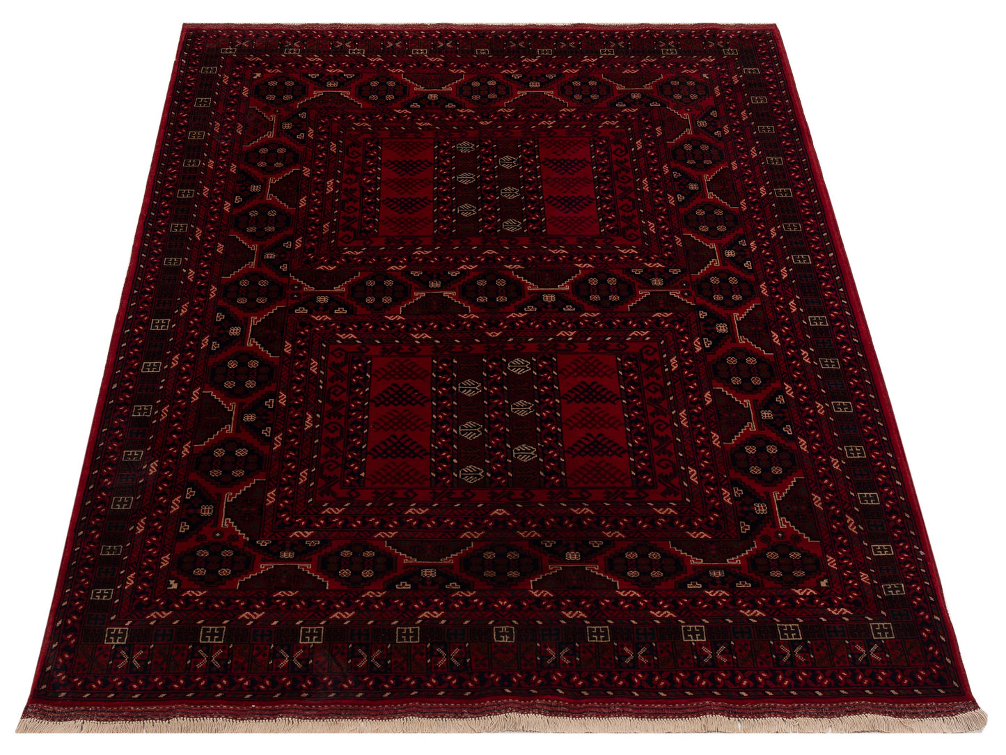 Afghan Belcik 153576 Red Navy 5.7x8 Hand Knotted Rug
