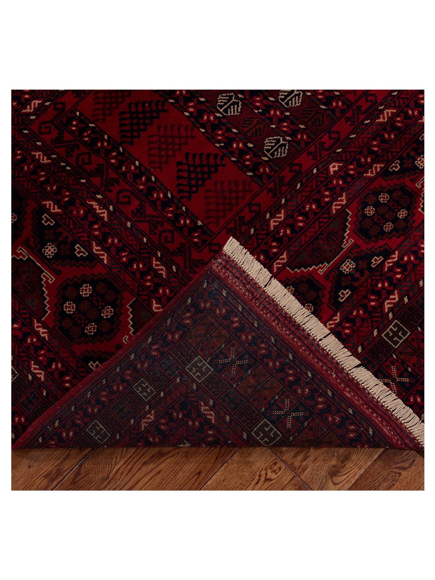 Afghan Belcik 153576 Red Navy 5.7x8 Hand Knotted Rug