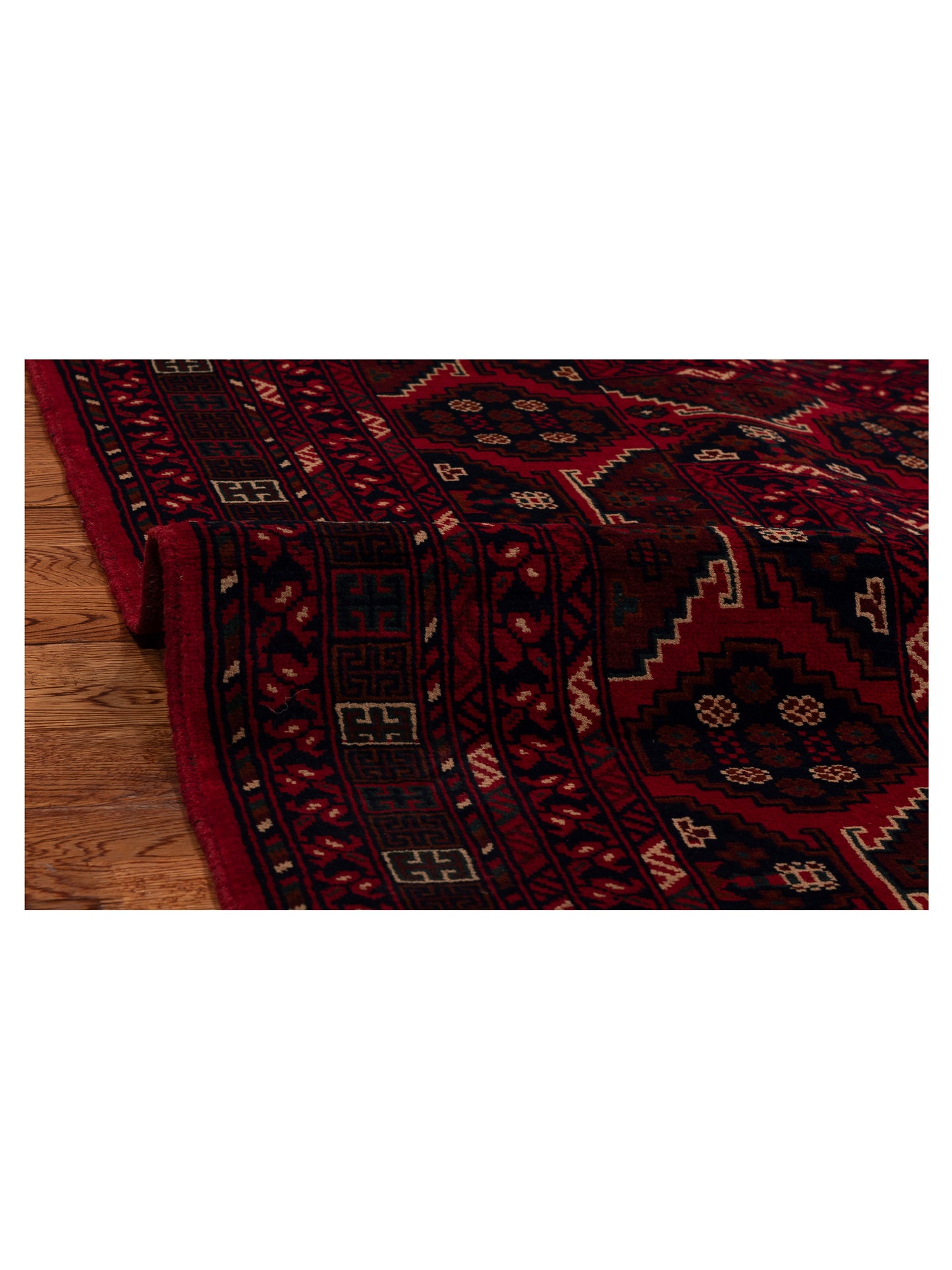 Afghan Belcik 153576 Red Navy 5.7x8 Hand Knotted Rug
