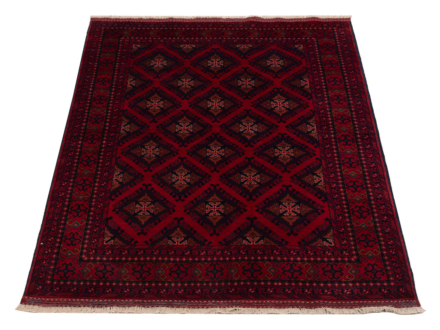 Afghan Belcik 153579 Red Navy 5x7 Hand Knotted Rug
