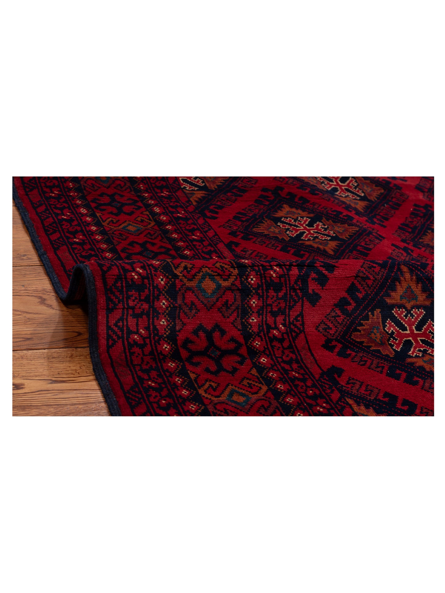 Afghan Belcik 153579 Red Navy 5x7 Hand Knotted Rug