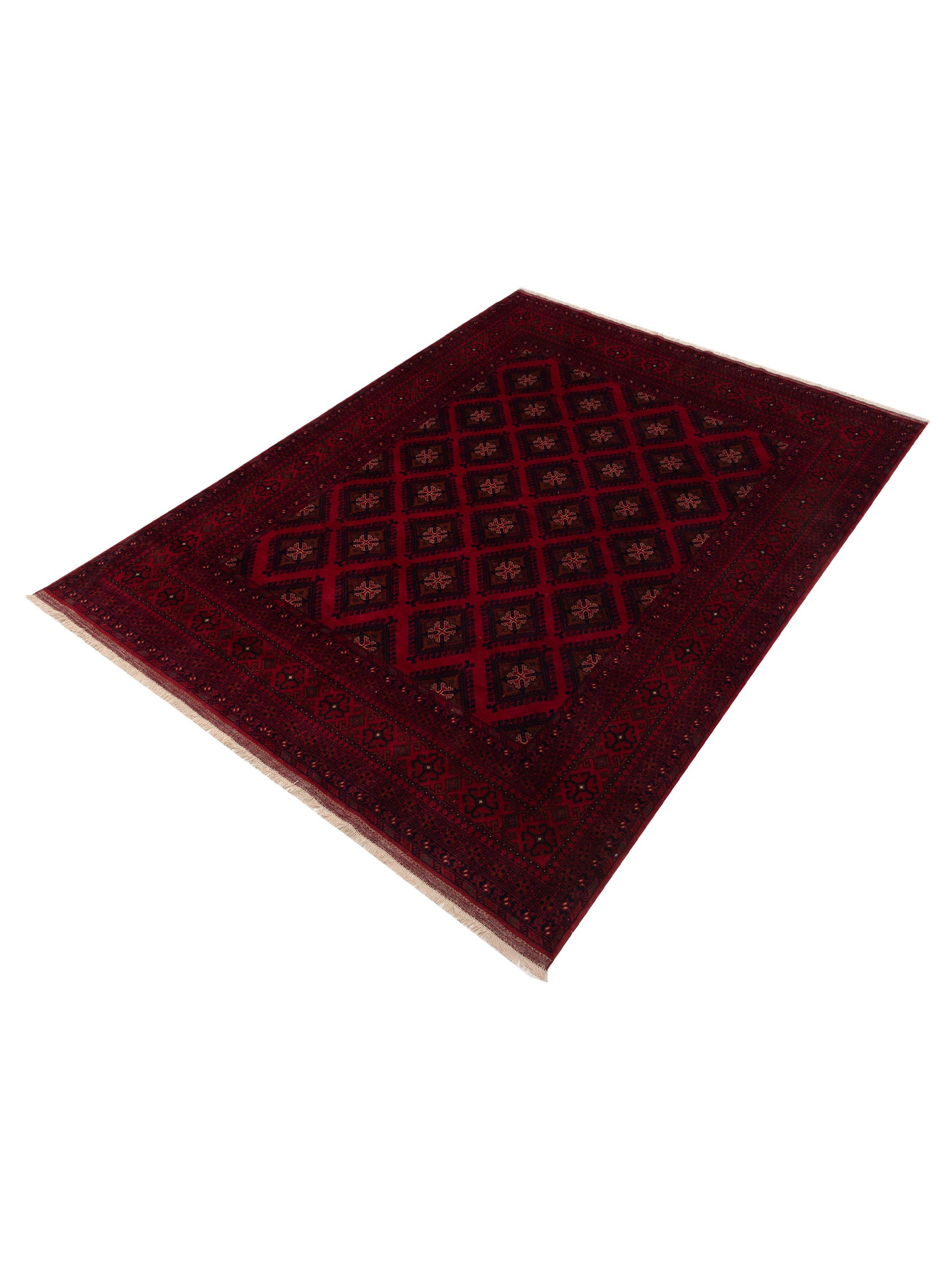 Afghan Belcik 153581 Red Navy 8.4x11.4 Hand Knotted Rug