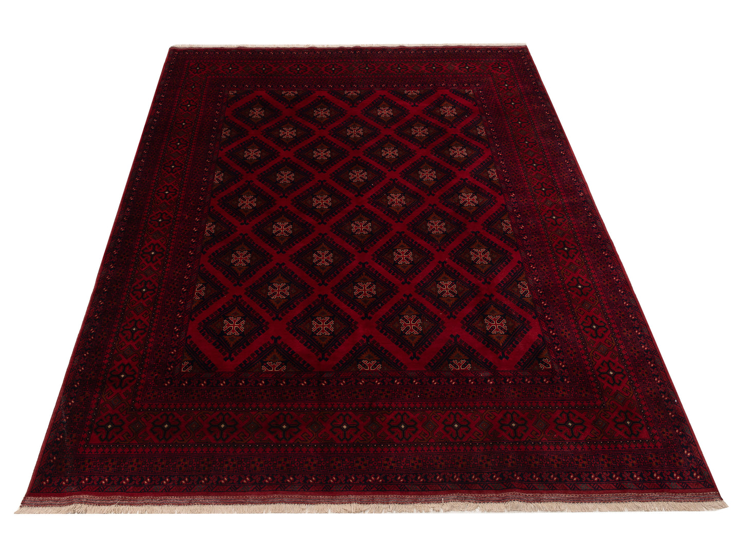 Afghan Belcik 153581 Red Navy 8.4x11.4 Hand Knotted Rug
