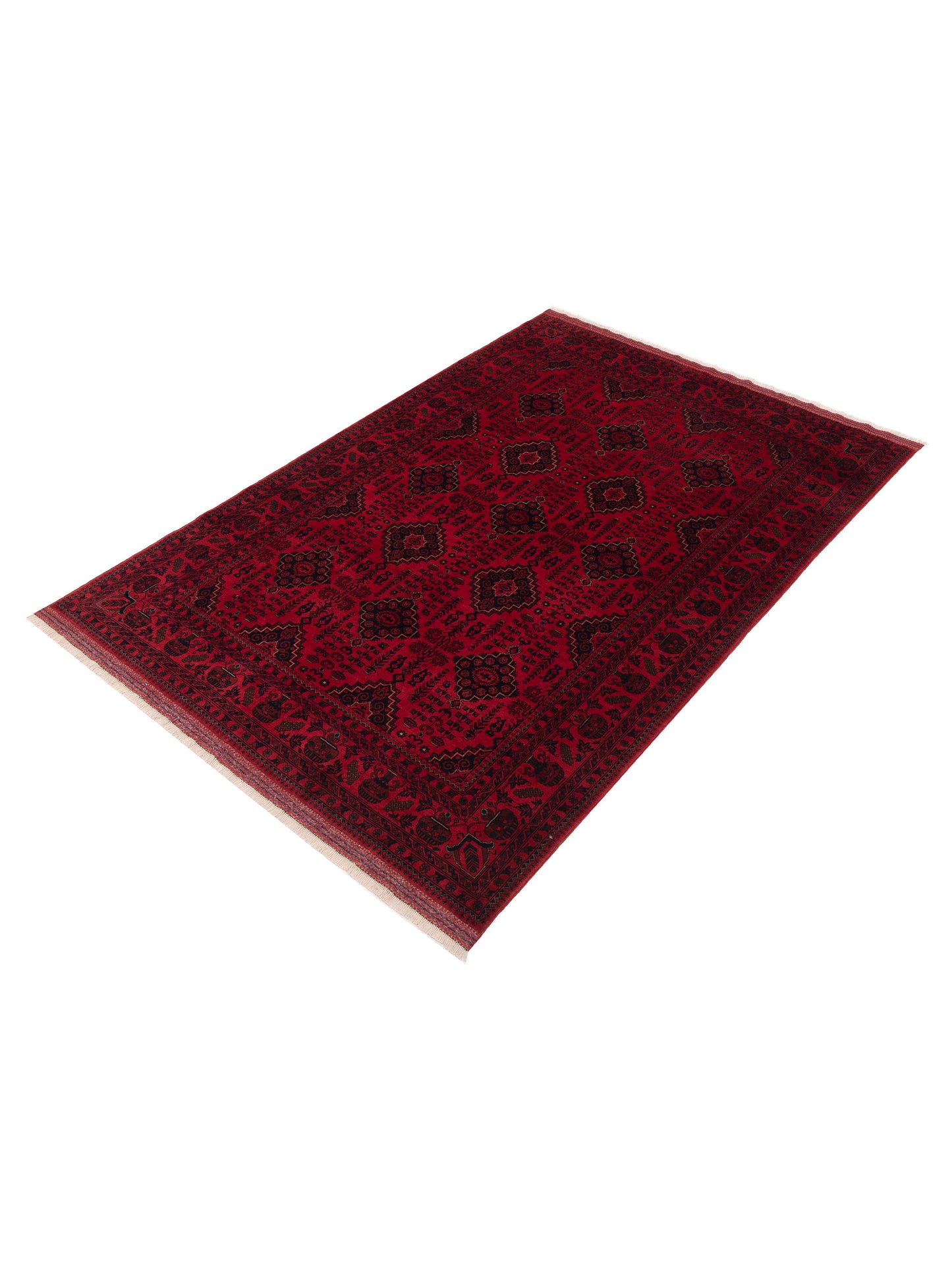 Afghan Belcik 153582 Red Navy 6.8x10.2 Hand Knotted Rug