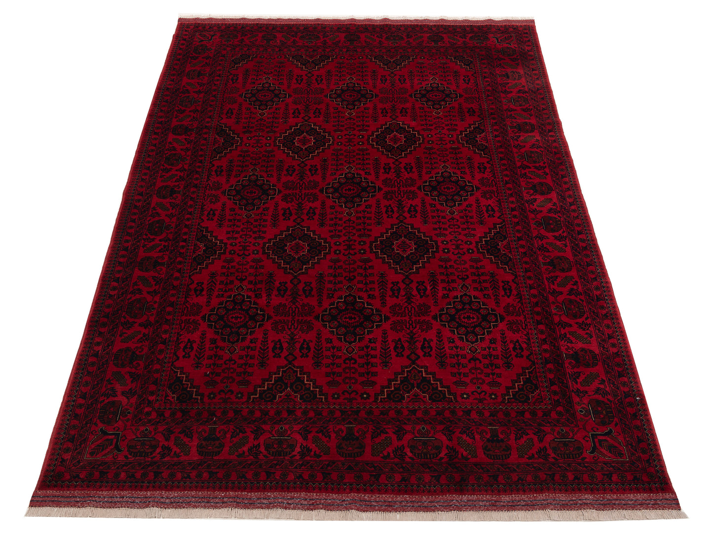 Afghan Belcik 153582 Red Navy 6.8x10.2 Hand Knotted Rug