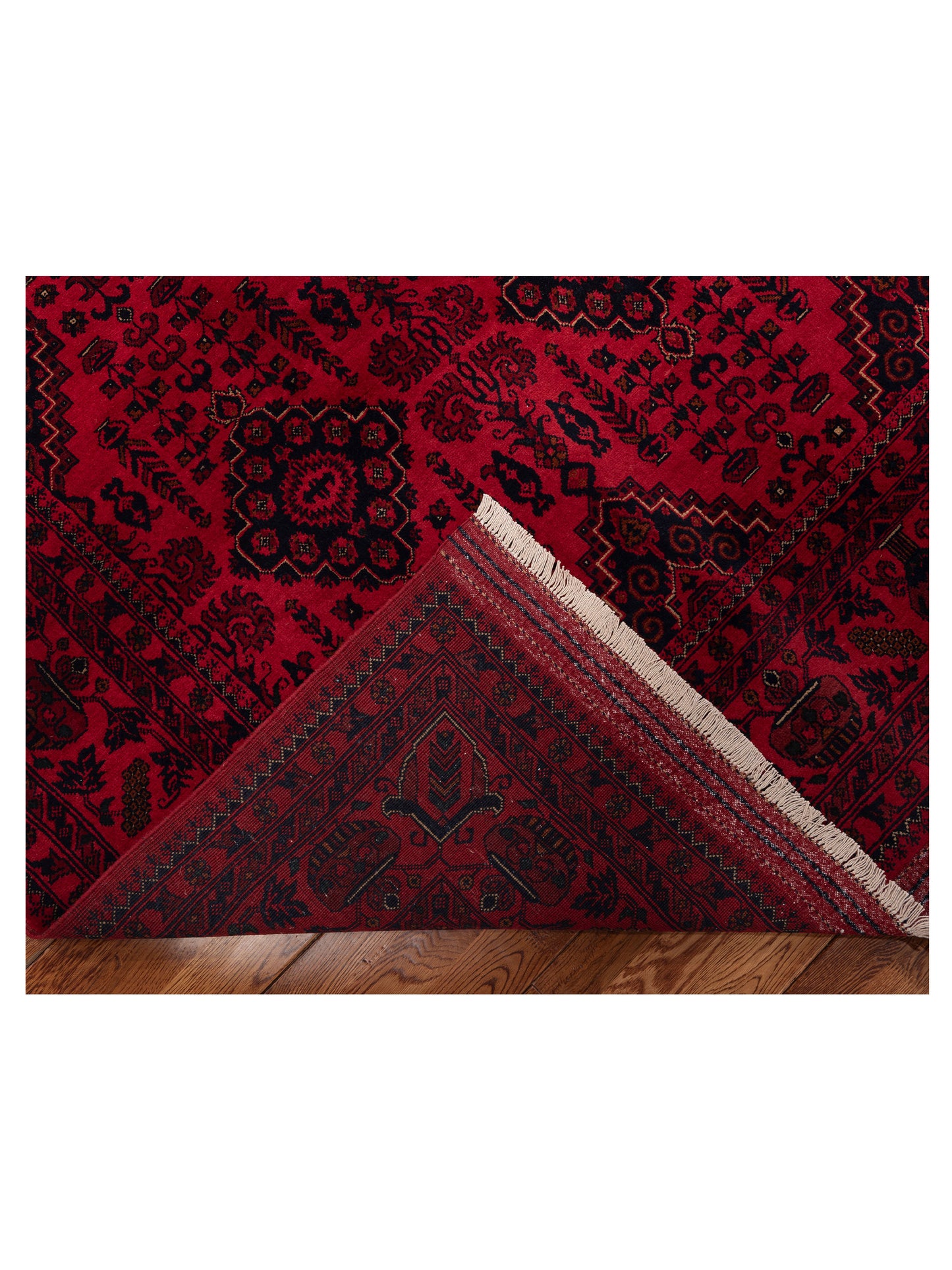 Afghan Belcik 153582 Red Navy 6.8x10.2 Hand Knotted Rug