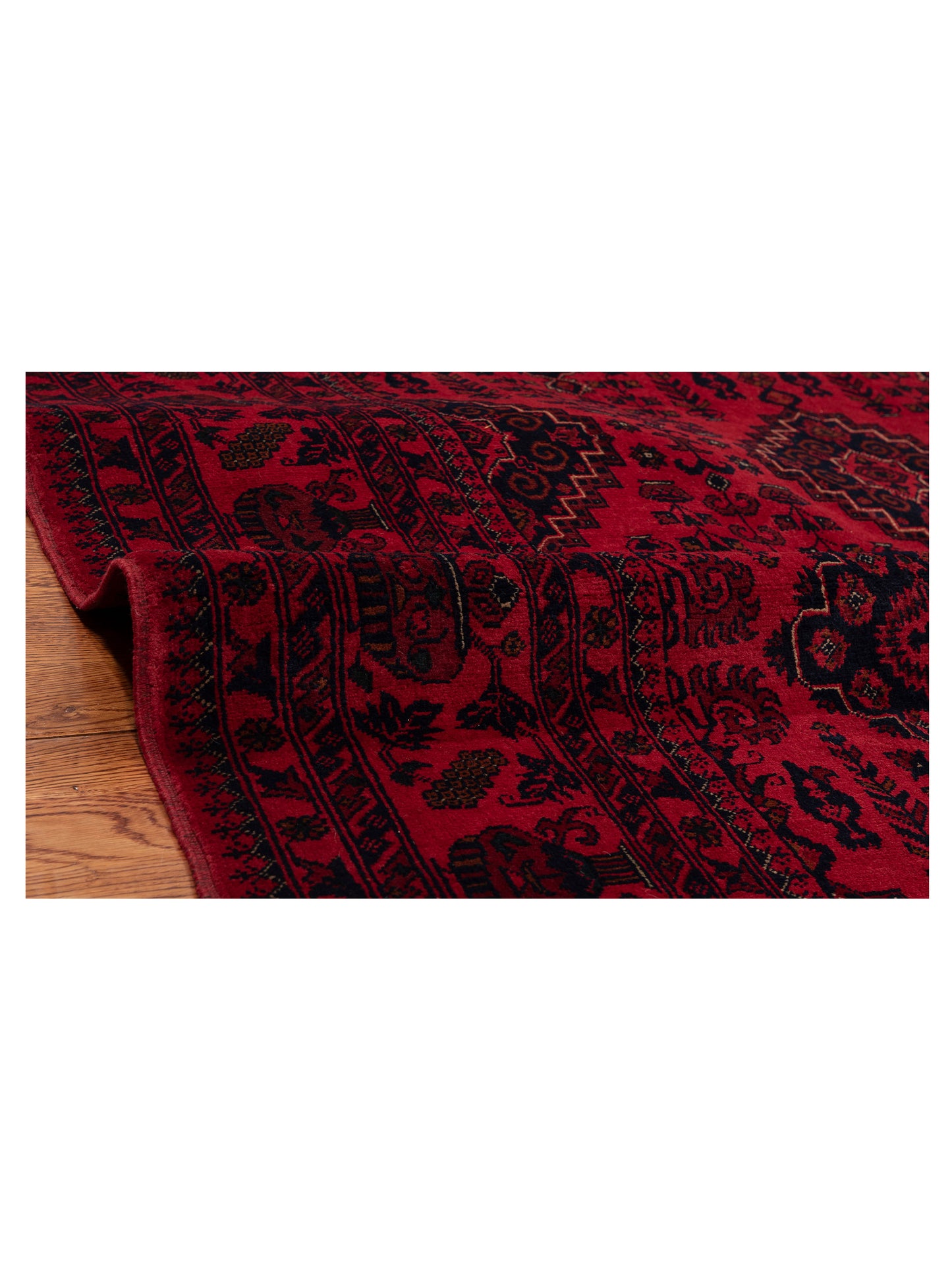 Afghan Belcik 153582 Red Navy 6.8x10.2 Hand Knotted Rug