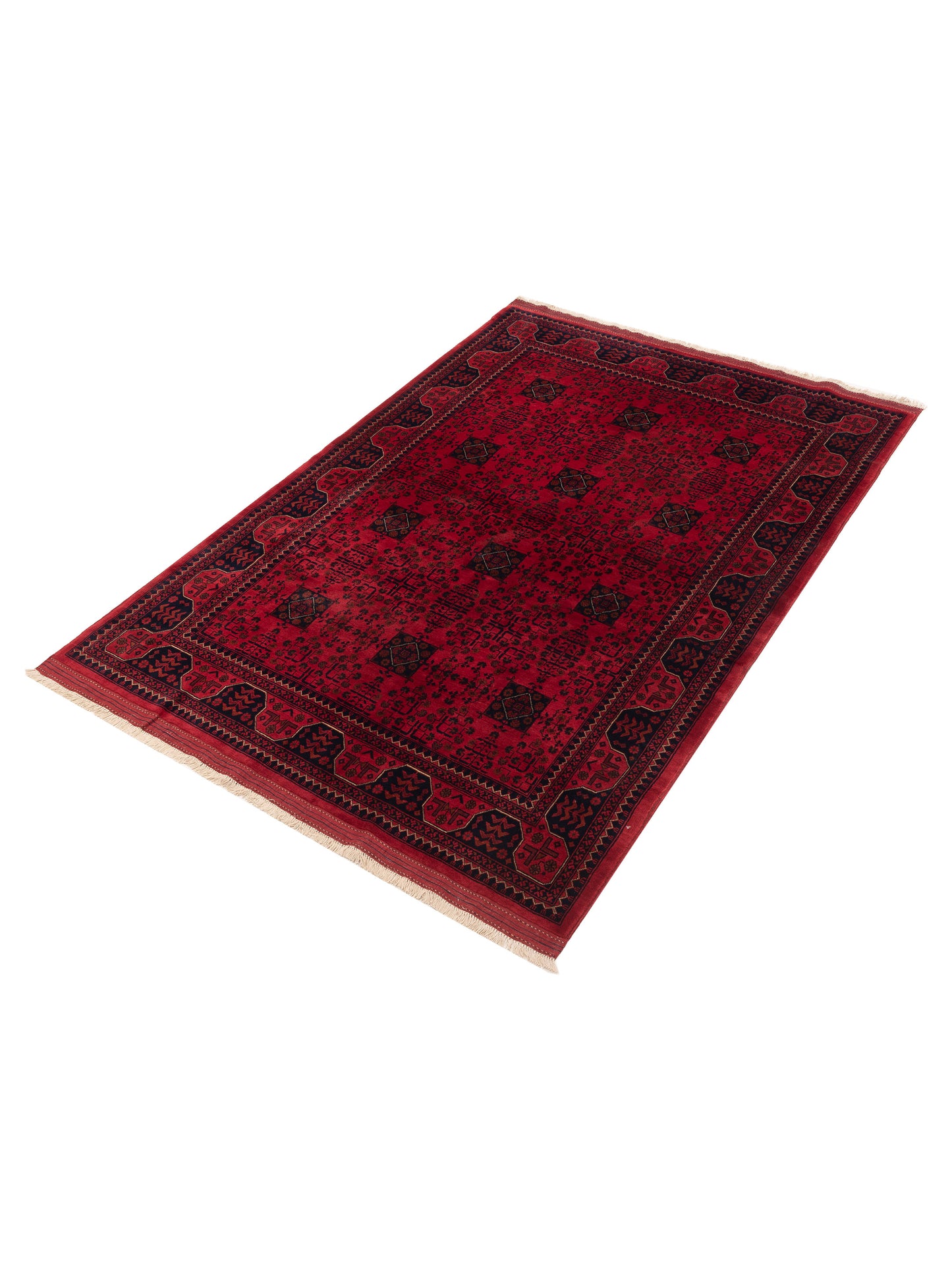 Afghan Belcik 153585 Red Navy 5.8x8 Hand Knotted Rug