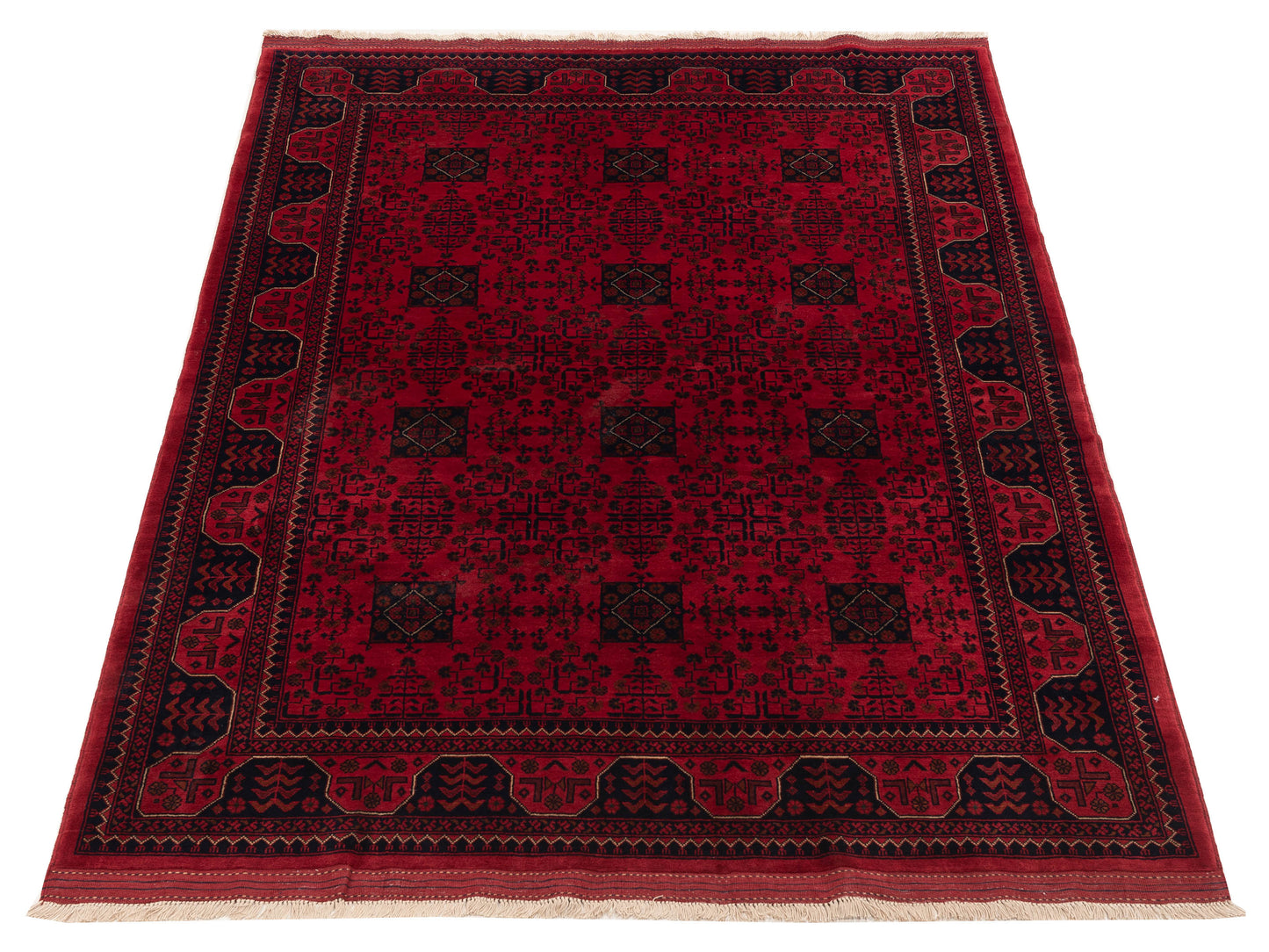 Afghan Belcik 153585 Red Navy 5.8x8 Hand Knotted Rug