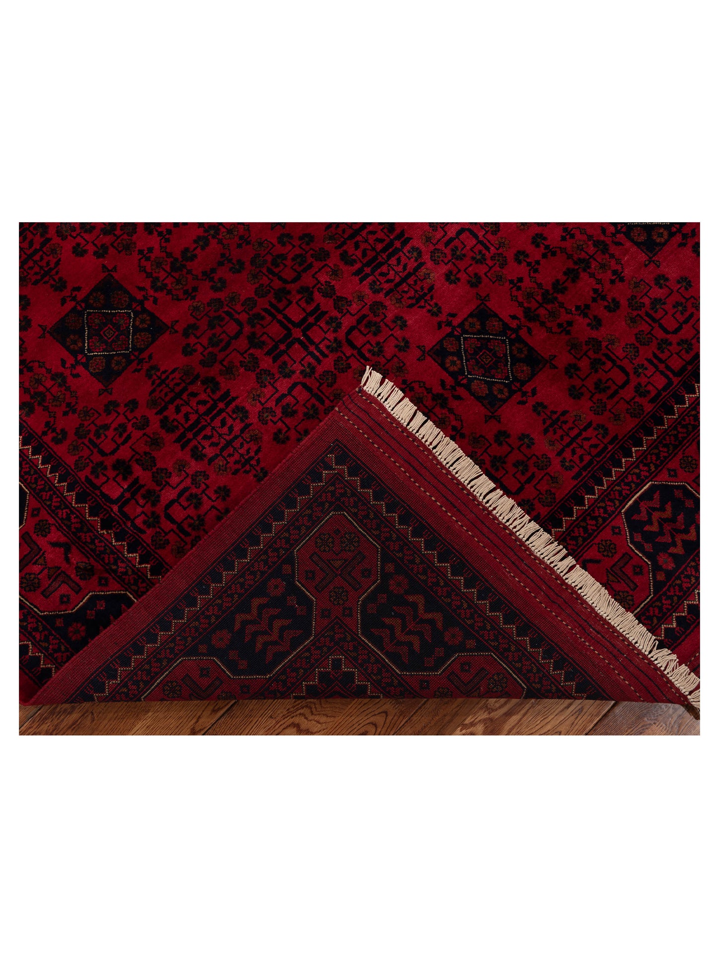 Afghan Belcik 153585 Red Navy 5.8x8 Hand Knotted Rug