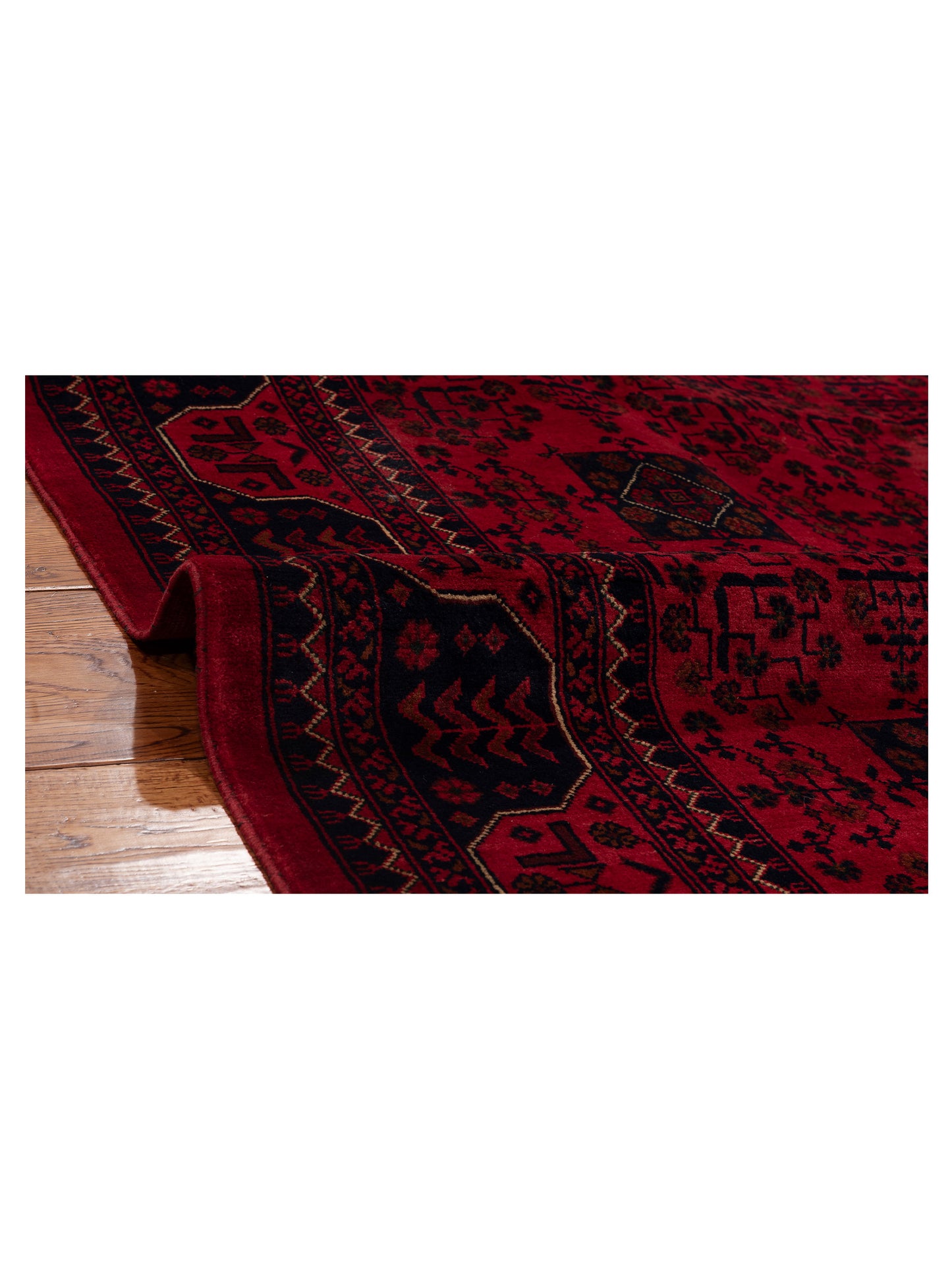 Afghan Belcik 153585 Red Navy 5.8x8 Hand Knotted Rug