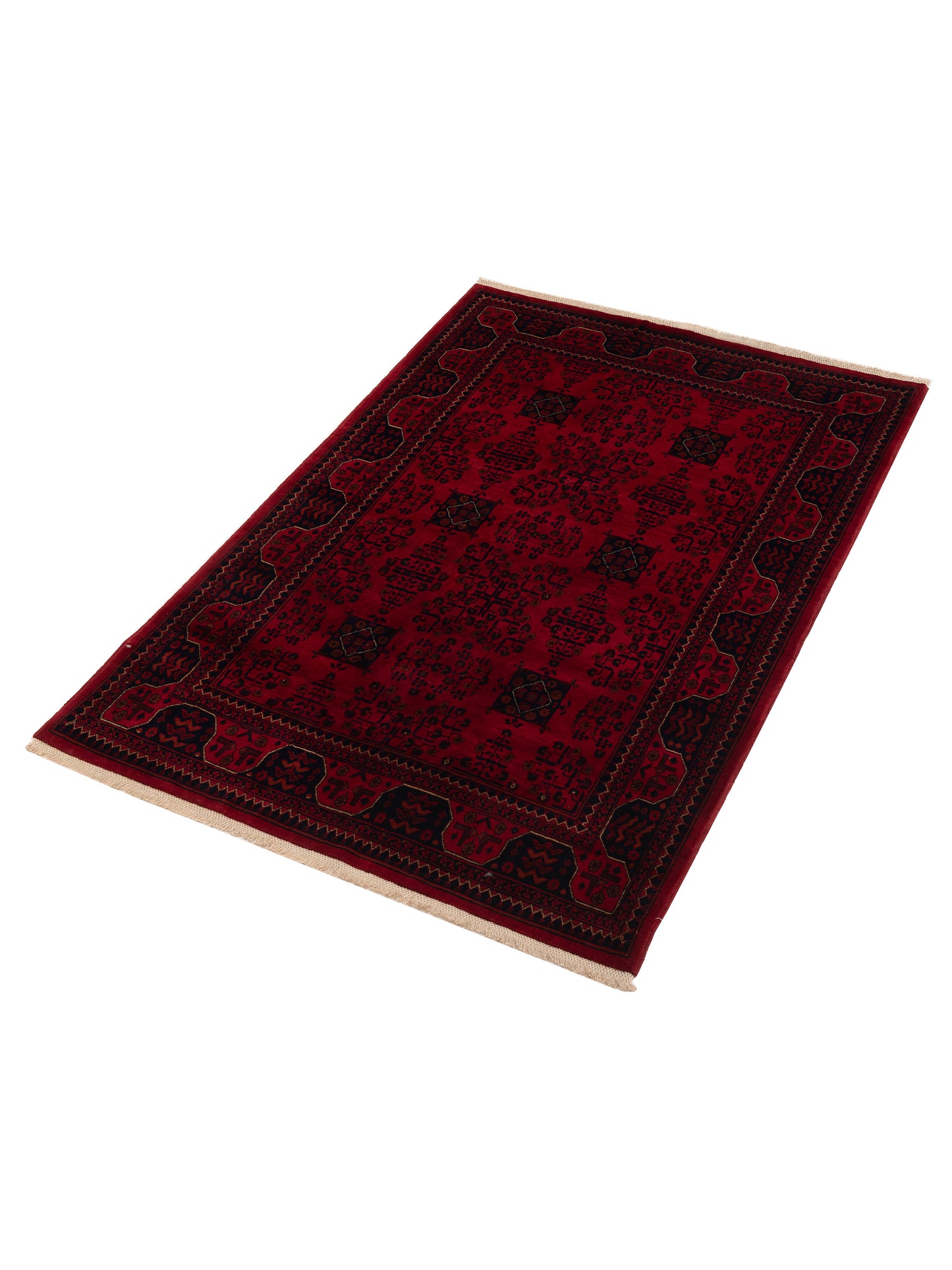 Afghan Belcik 153586 Red Navy 5x6.7 Hand Knotted Rug