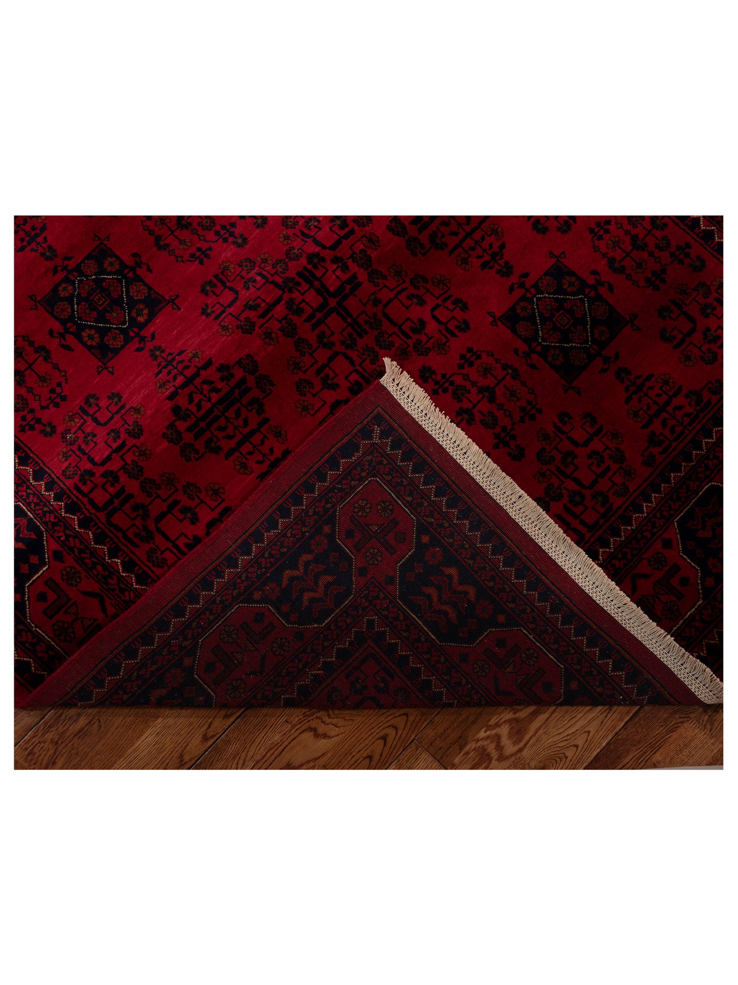 Afghan Belcik 153586 Red Navy 5x6.7 Hand Knotted Rug