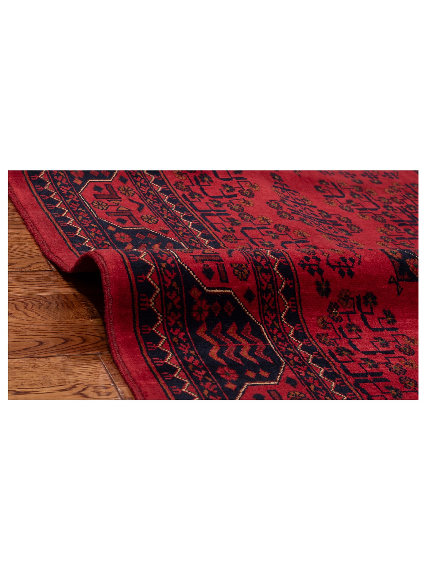 Afghan Belcik 153586 Red Navy 5x6.7 Hand Knotted Rug