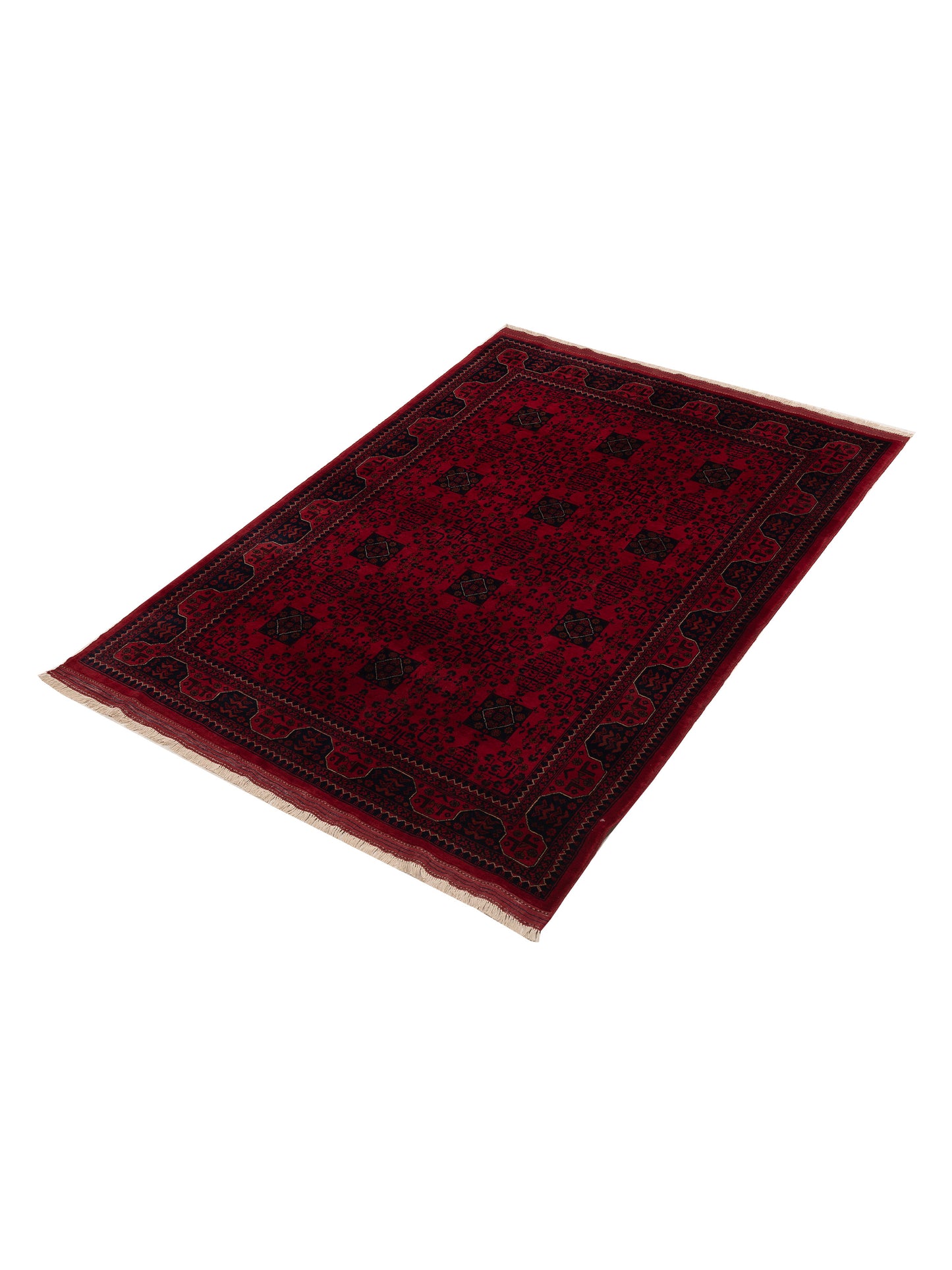 Afghan Belcik 153587 Red Navy 5.7x8 Hand Knotted Rug
