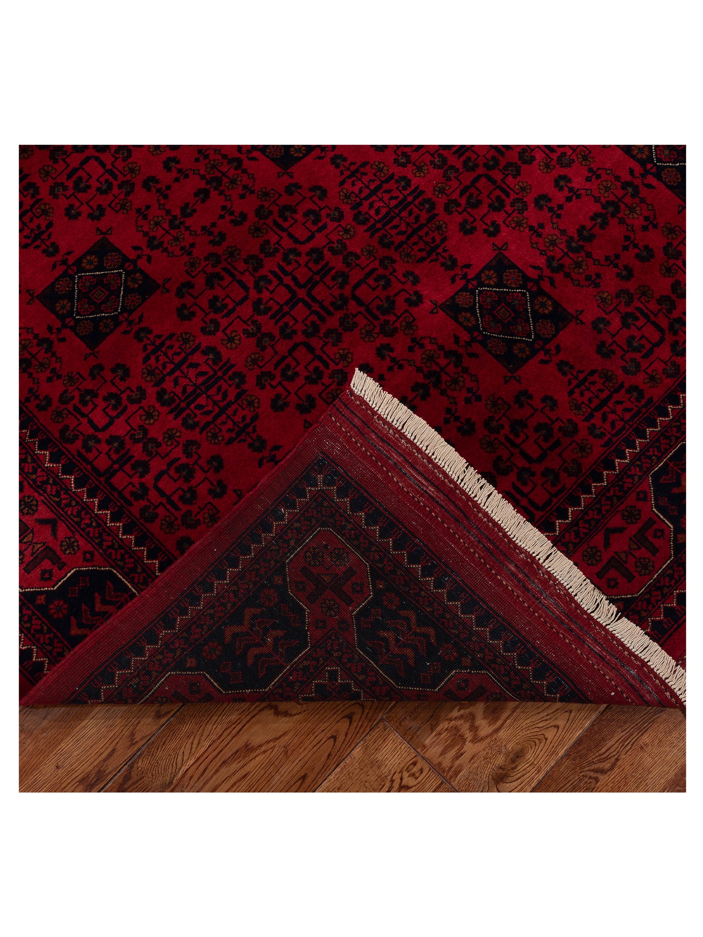 Afghan Belcik 153587 Red Navy 5.7x8 Hand Knotted Rug