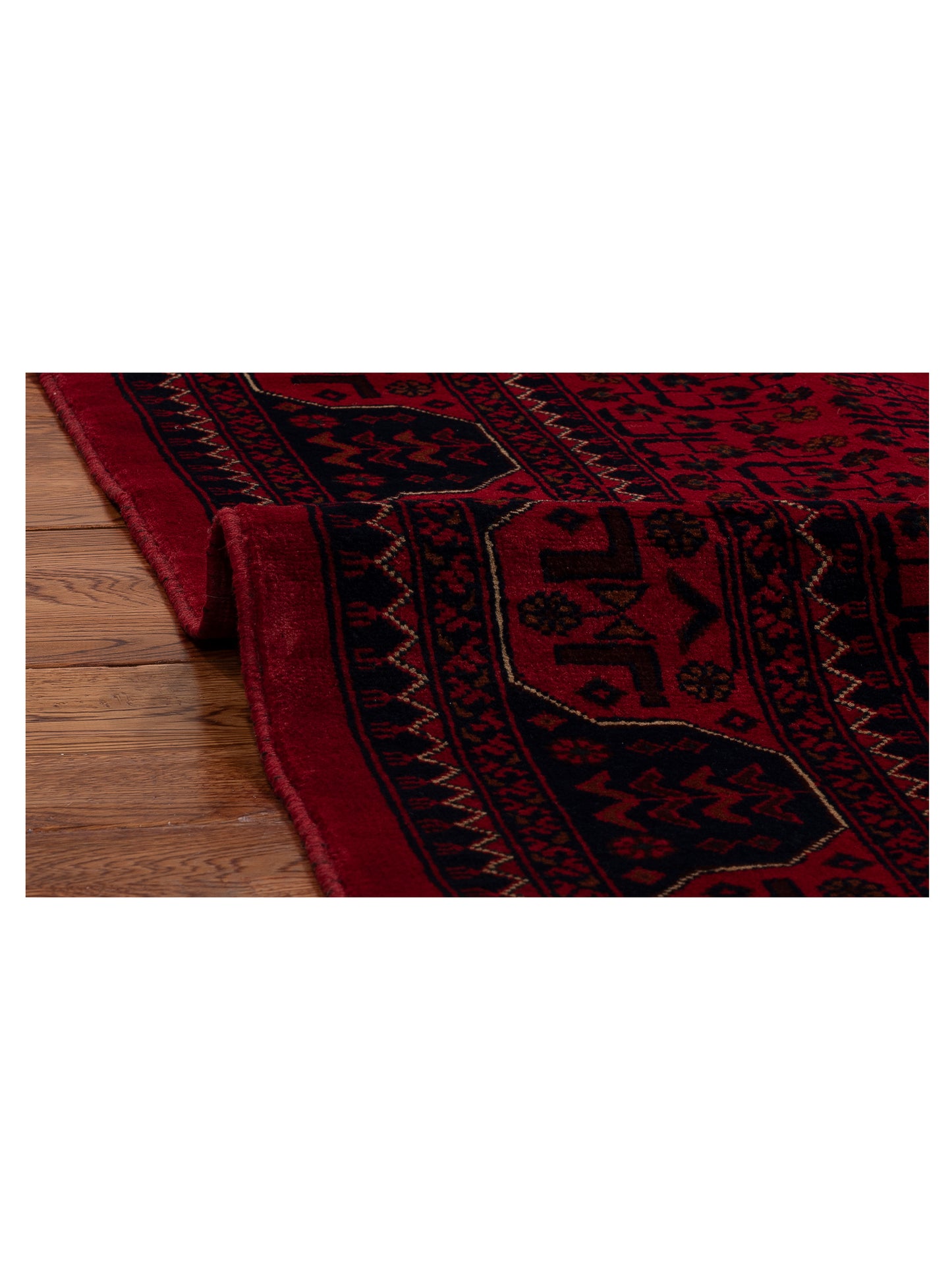 Afghan Belcik 153587 Red Navy 5.7x8 Hand Knotted Rug