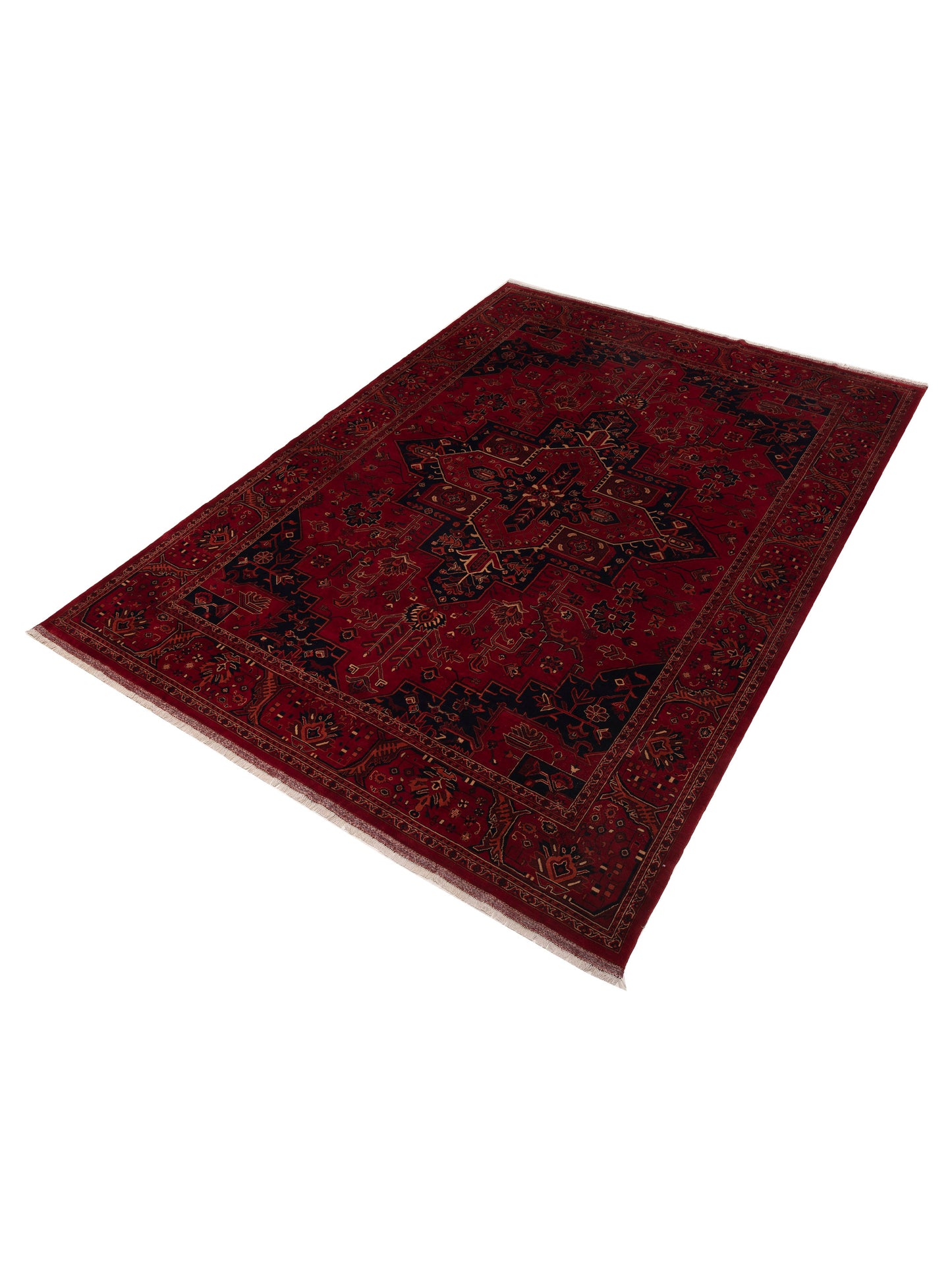Afghan Belcik 153589 Red Navy 10.2x14.3 Hand Knotted Rug