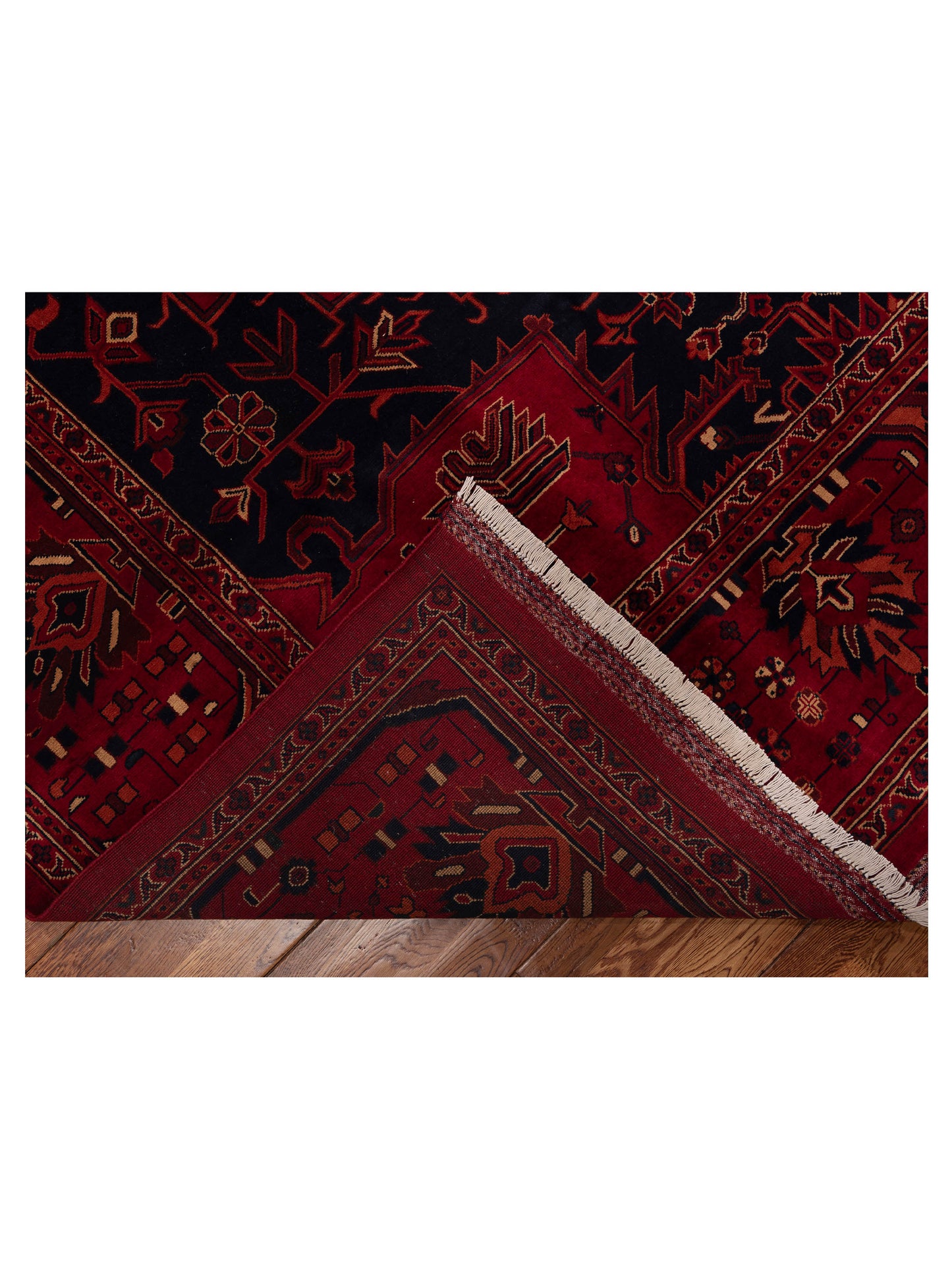 Afghan Belcik 153589 Red Navy 10.2x14.3 Hand Knotted Rug