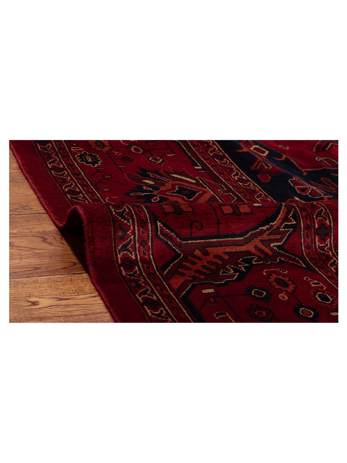 Afghan Belcik 153589 Red Navy 10.2x14.3 Hand Knotted Rug