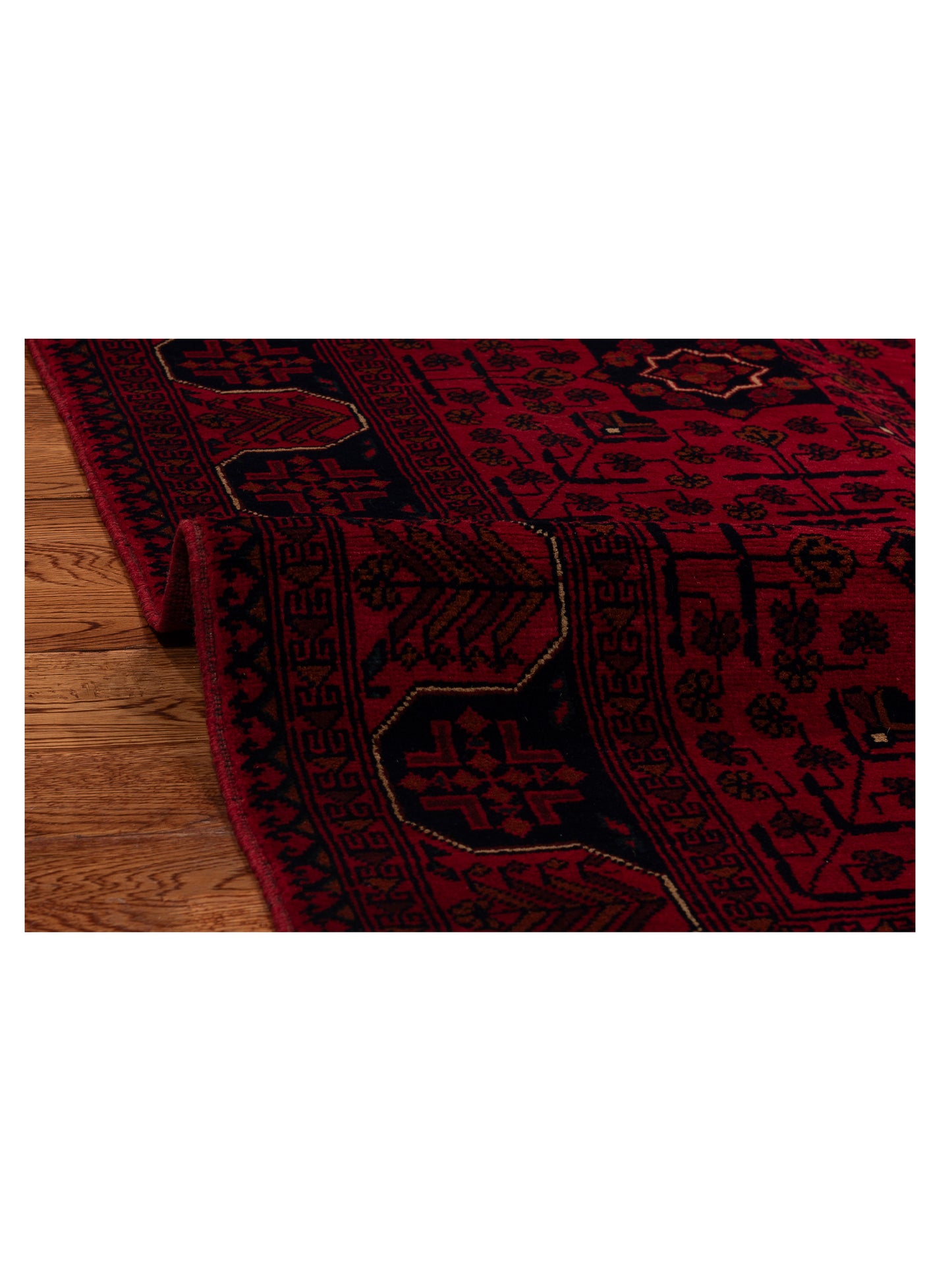Afghan Belcik 153590 Red Navy 5.8x8.2 Hand Knotted Rug
