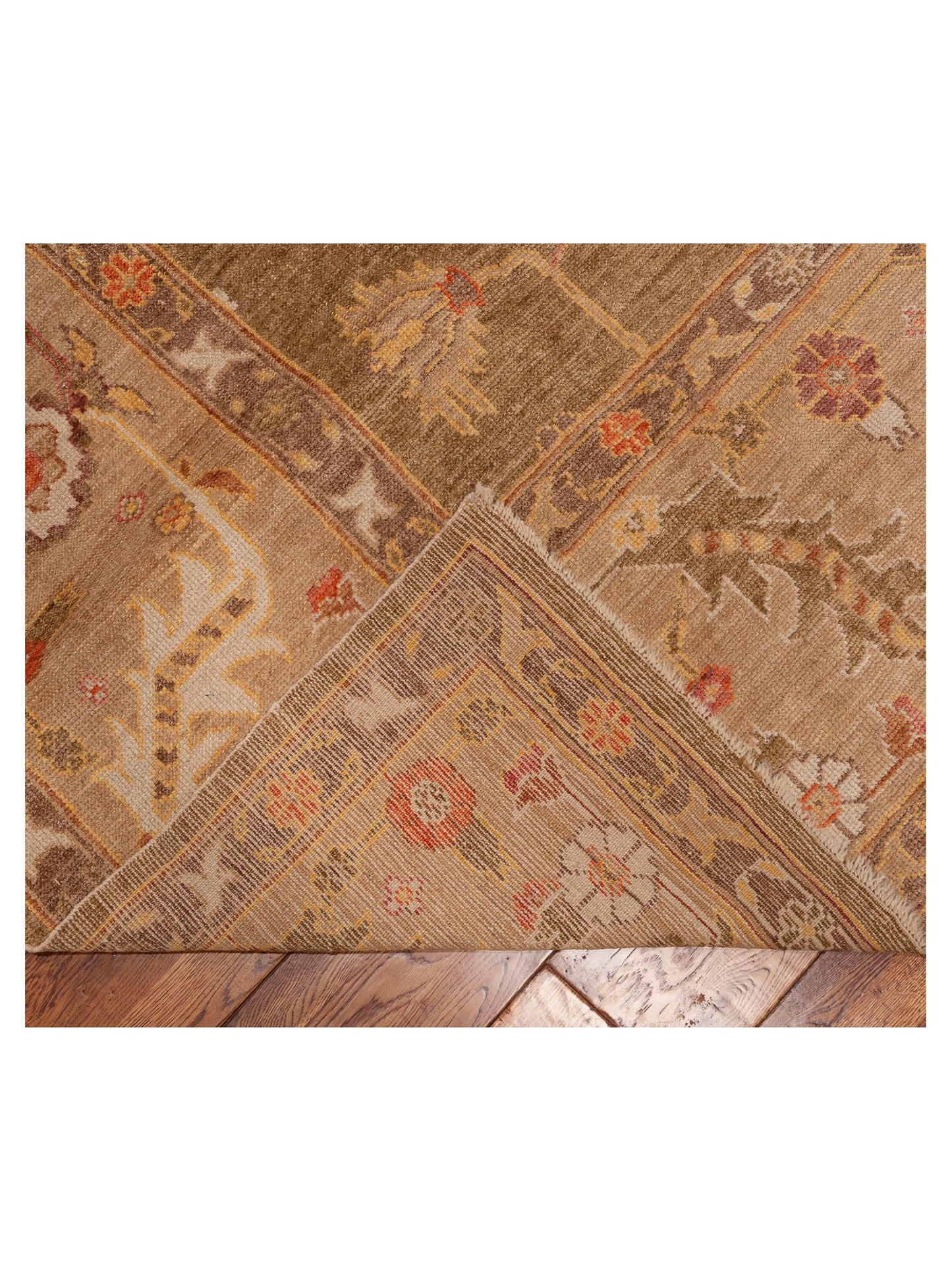 Angora Oushak 153596 Green Brown 12.10x16 Hand Knotted Rug