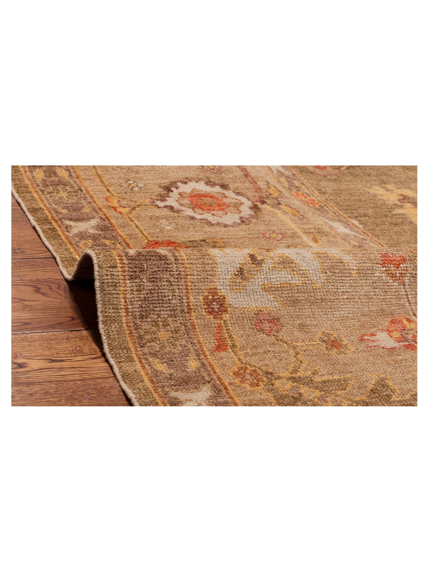 Angora Oushak 153596 Green Brown 12.10x16 Hand Knotted Rug