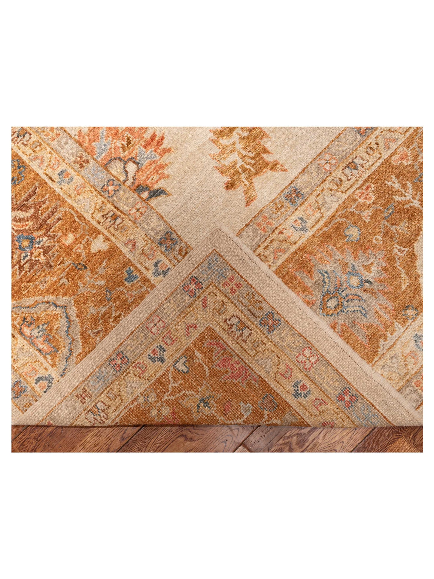 Angora Oushak 153608 Ivory Orange 12.5x18.5 Hand Knotted Rug